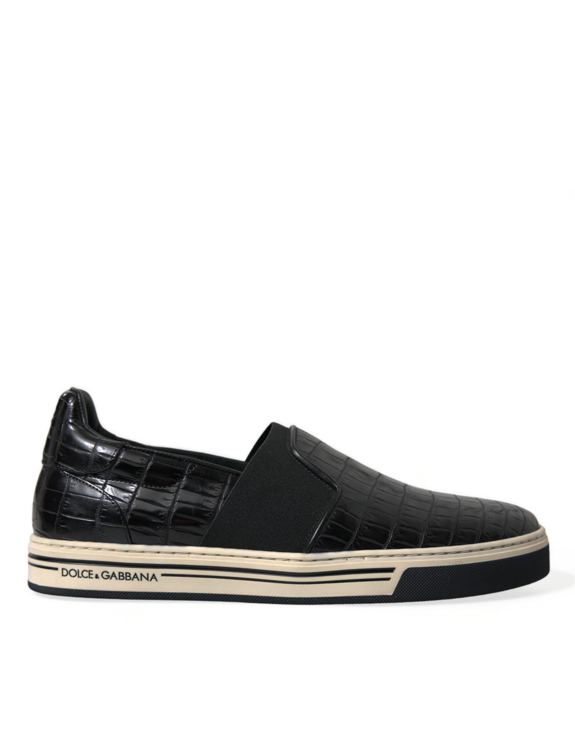 Dolce & Gabbana Black Crocodile Exotic Leather Sneakers Shoes