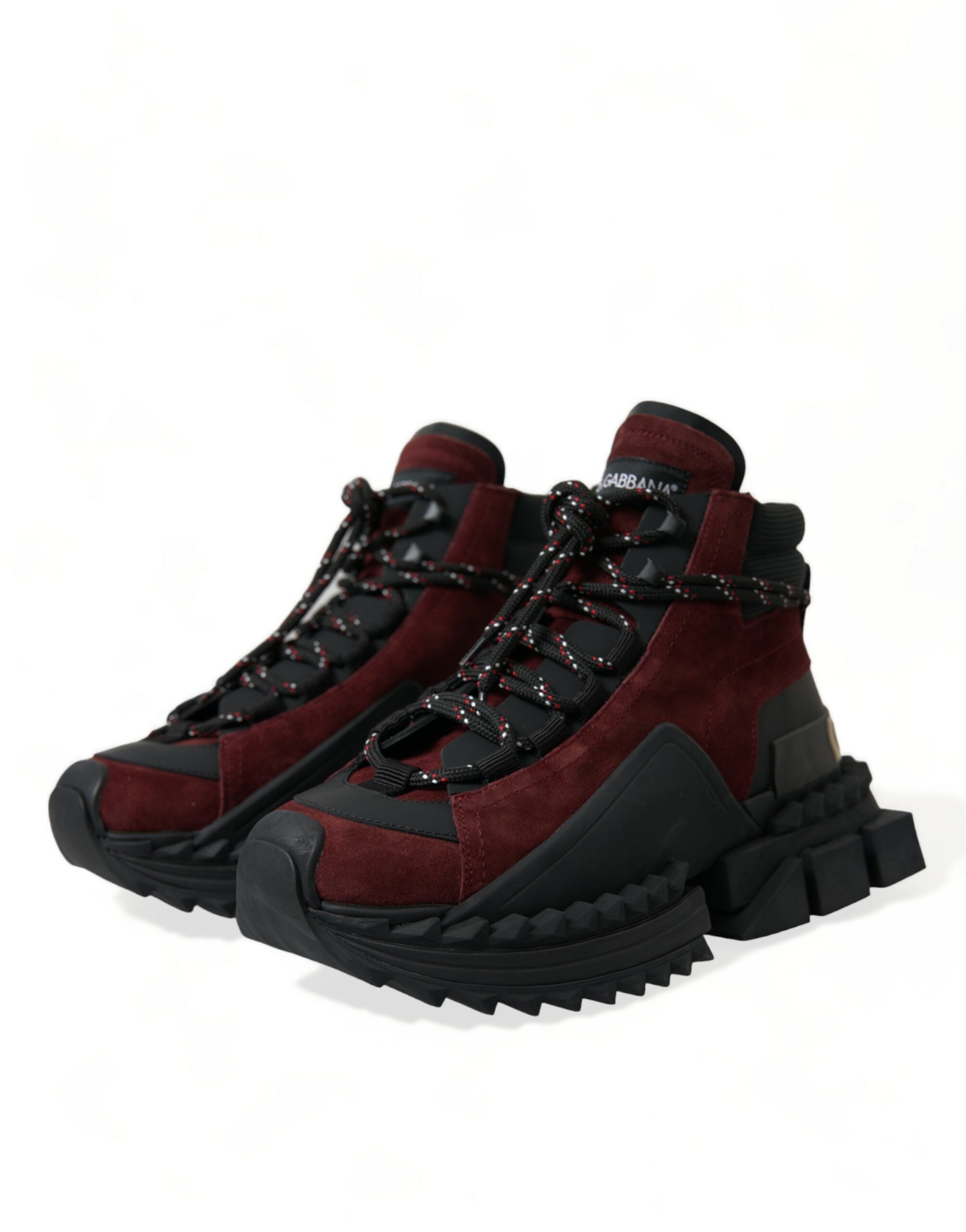 Dolce & Gabbana Burgundy Super King High Top Men's Sneakers Shoes-3