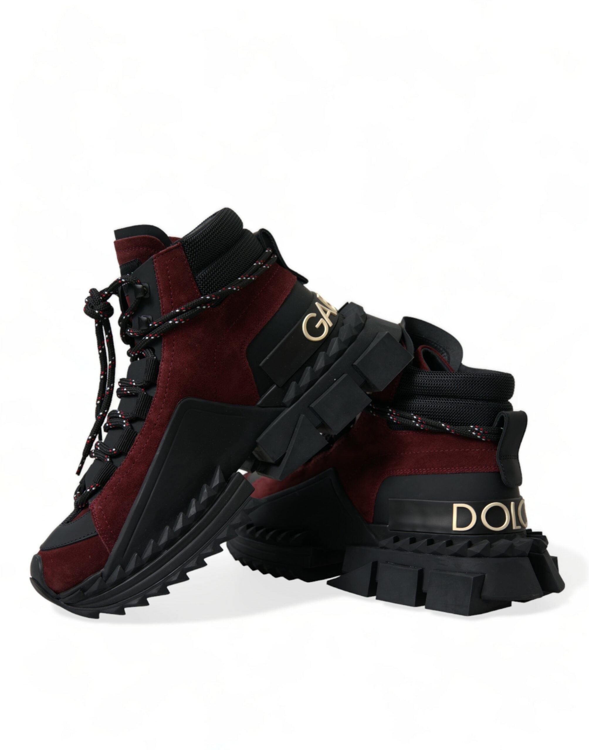 Dolce & Gabbana Burgundy Super King High Top Men's Sneakers Shoes