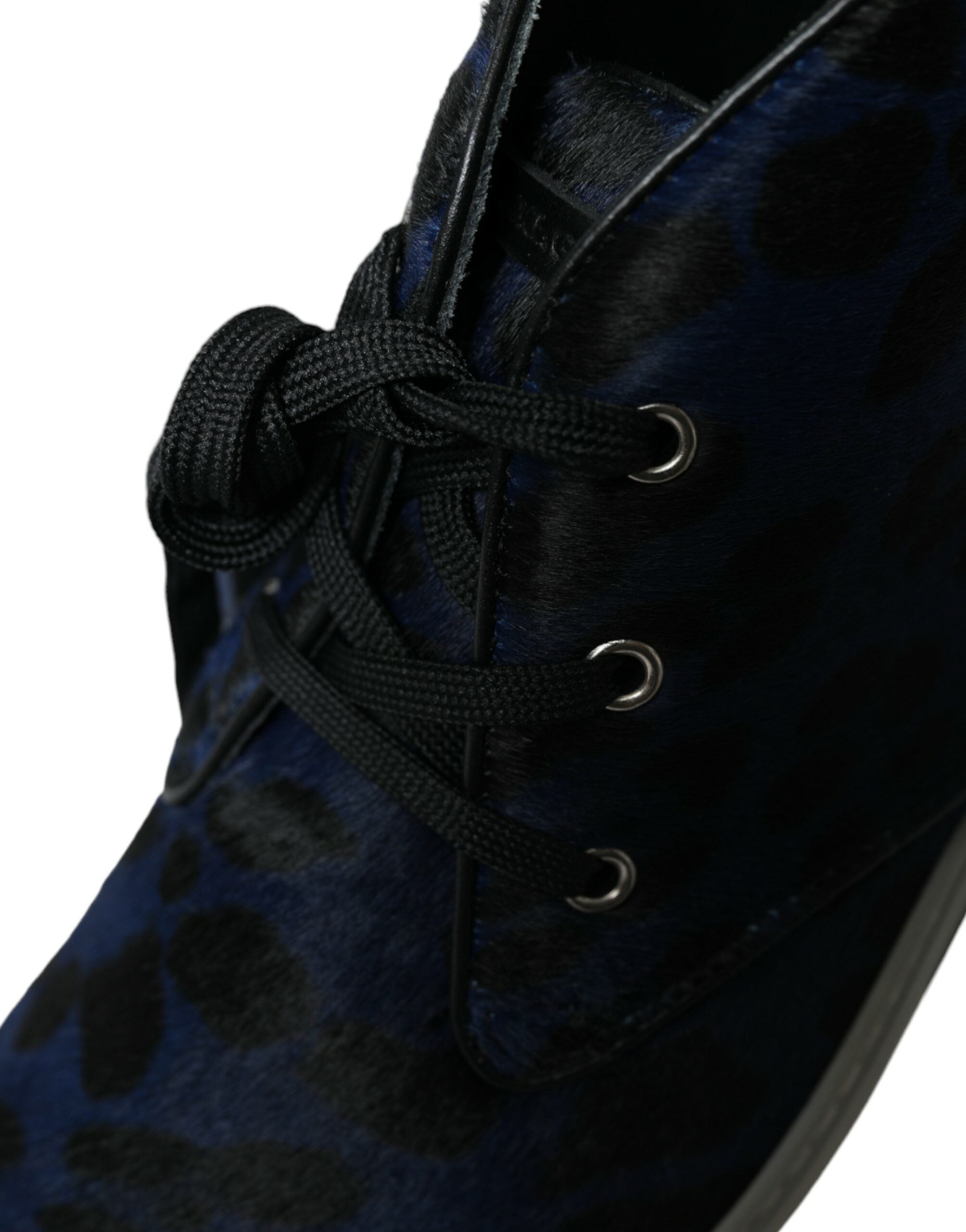 Dolce & Gabbana Blaue Kalbsleder Leopard Mid Top Sneakers Schuhe-8