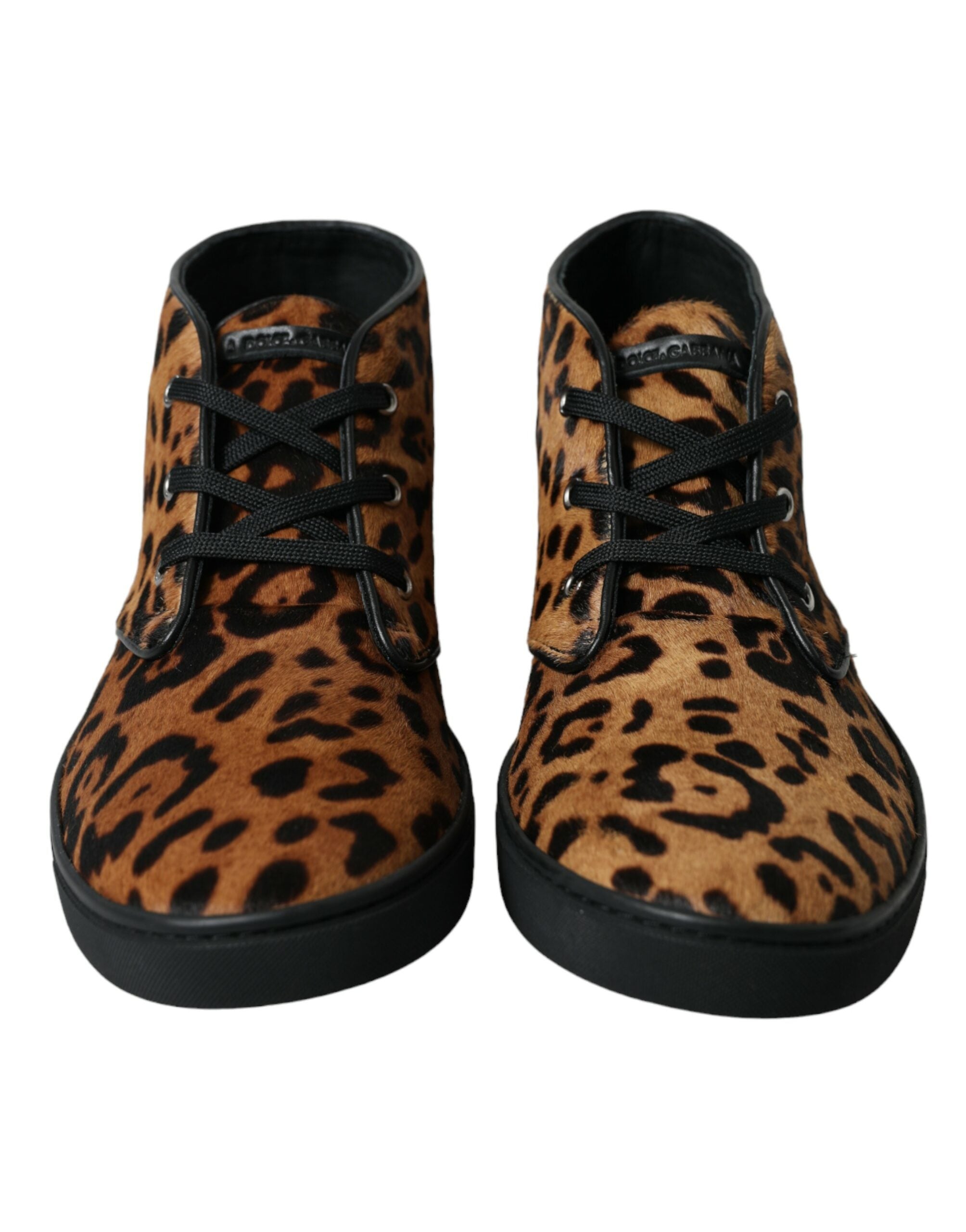 Dolce & Gabbana Braun Leopard Pony Haar Leder Turnschuhe Schuhe-2