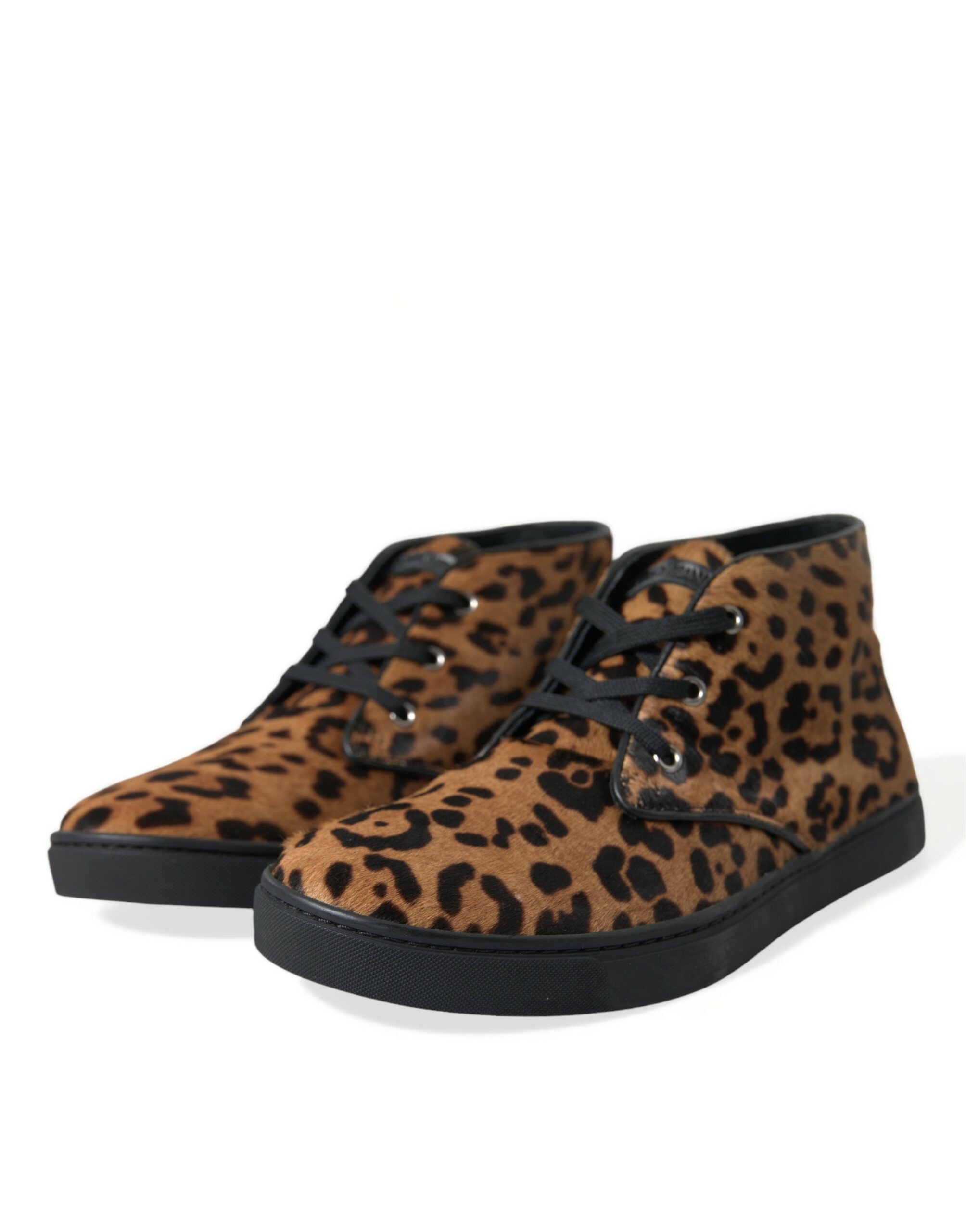 Dolce & Gabbana Braun Leopard Pony Haar Leder Turnschuhe Schuhe-3