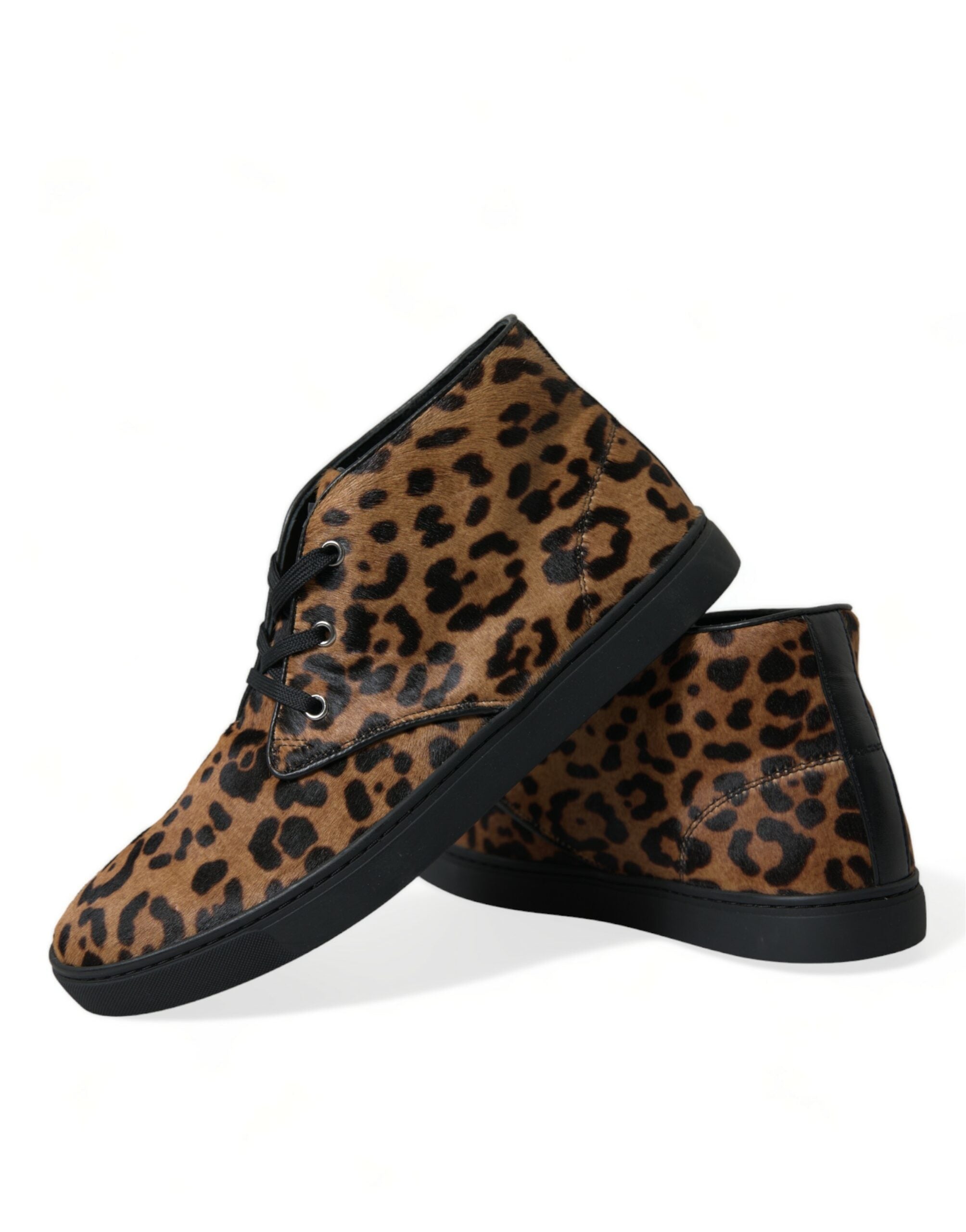 Dolce & Gabbana Braun Leopard Pony Haar Leder Turnschuhe Schuhe-7
