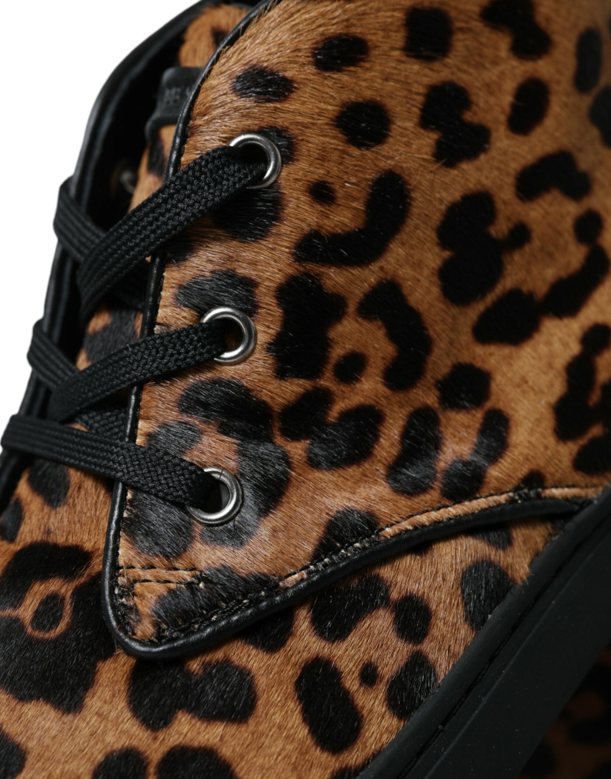 Dolce & Gabbana Braun Leopard Pony Haar Leder Turnschuhe Schuhe-8