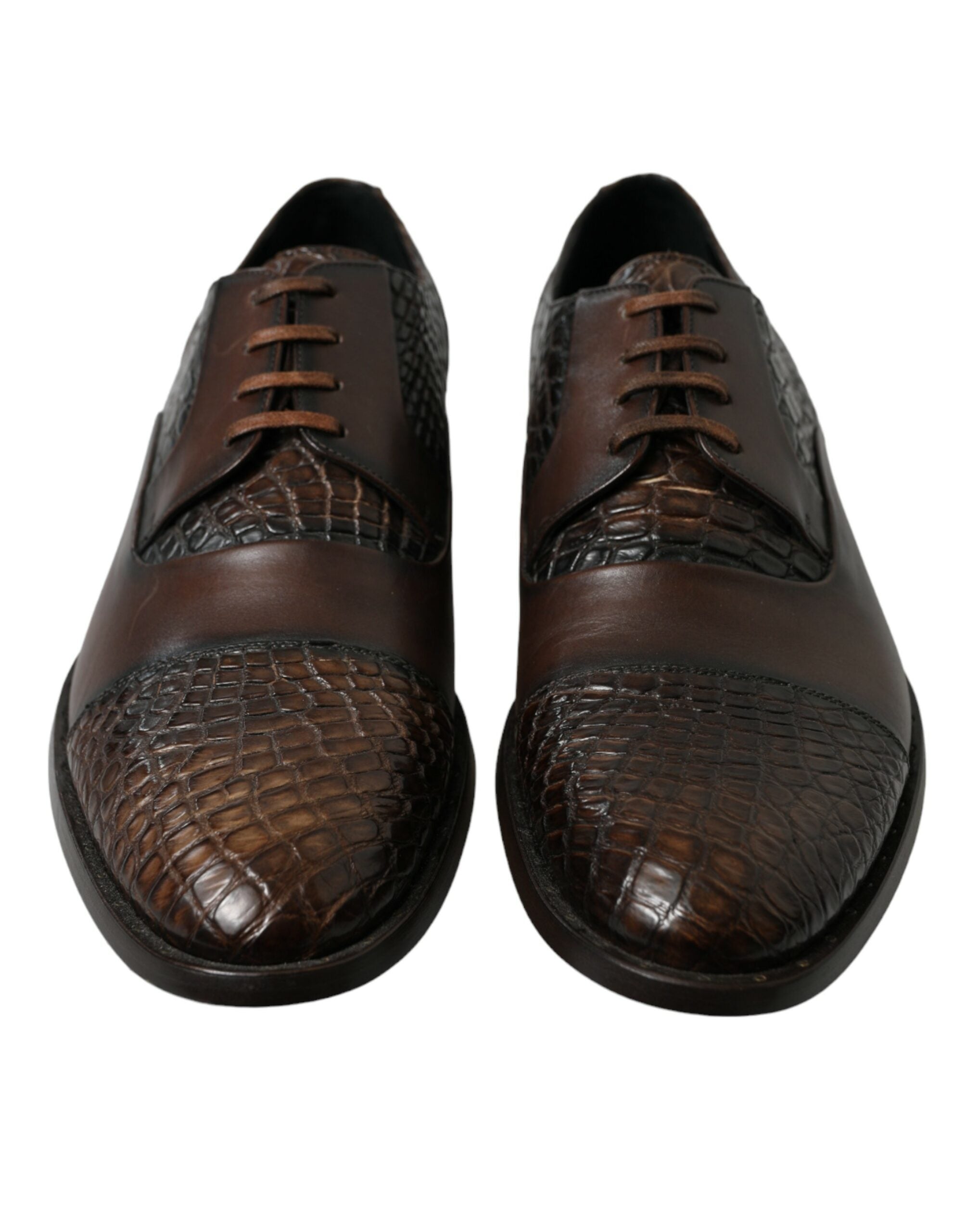 Dolce & Gabbana Brown Exotic Leather Lace-Up Oxford Dress Shoes-2