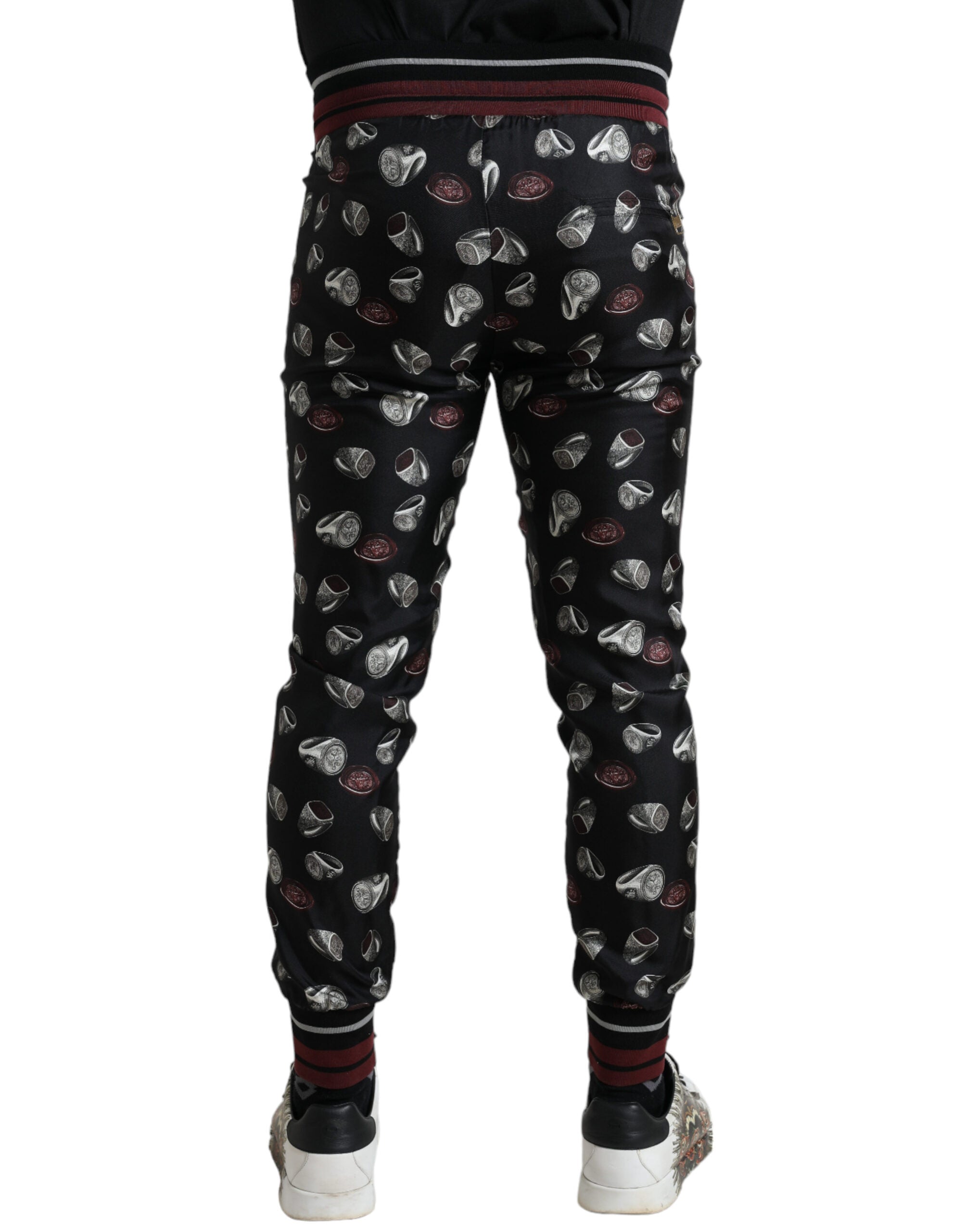 Dolce & Gabbana Black Ring Silk Jogging Pants-3