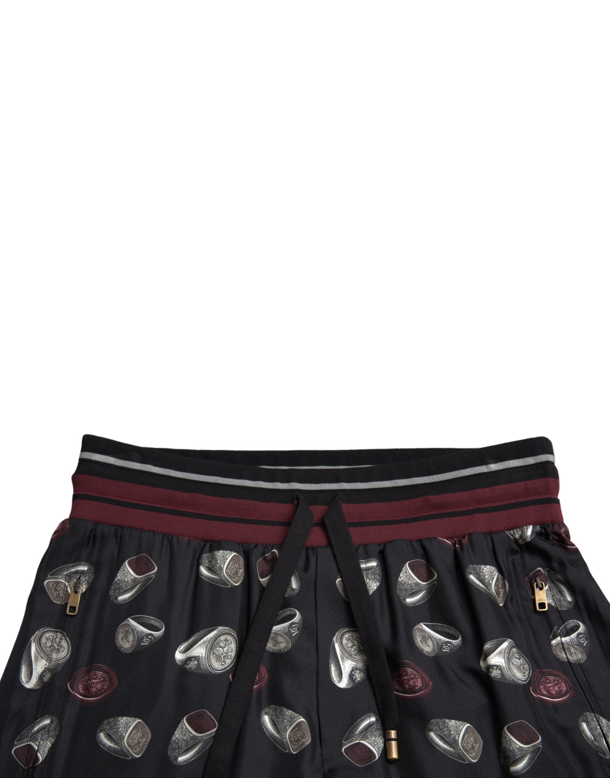 Dolce & Gabbana Black Ring Silk Jogging Pants-6