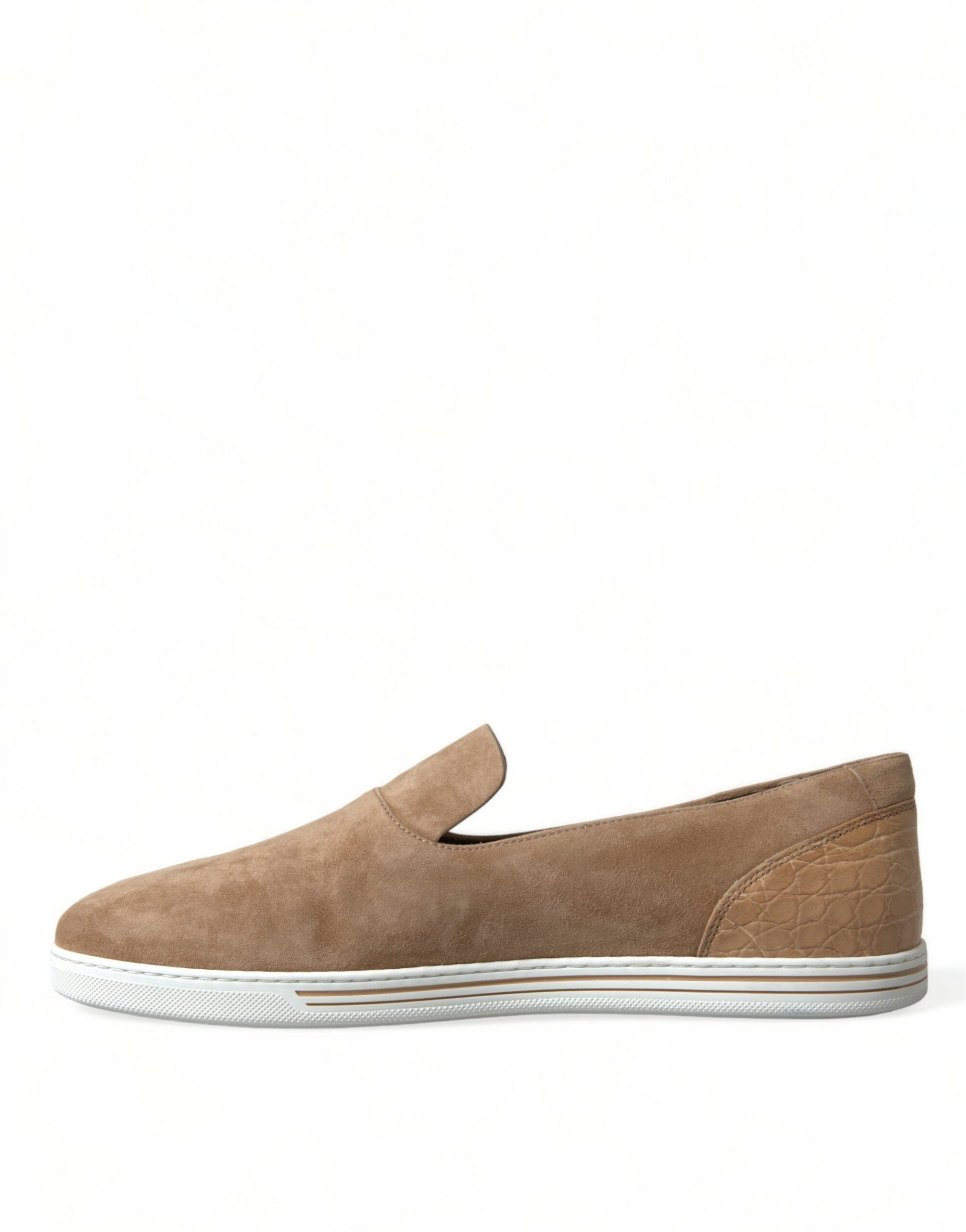 Mocasines y zapatillas de ante beige con diseño de caimán de Dolce & Gabbana para hombre-6