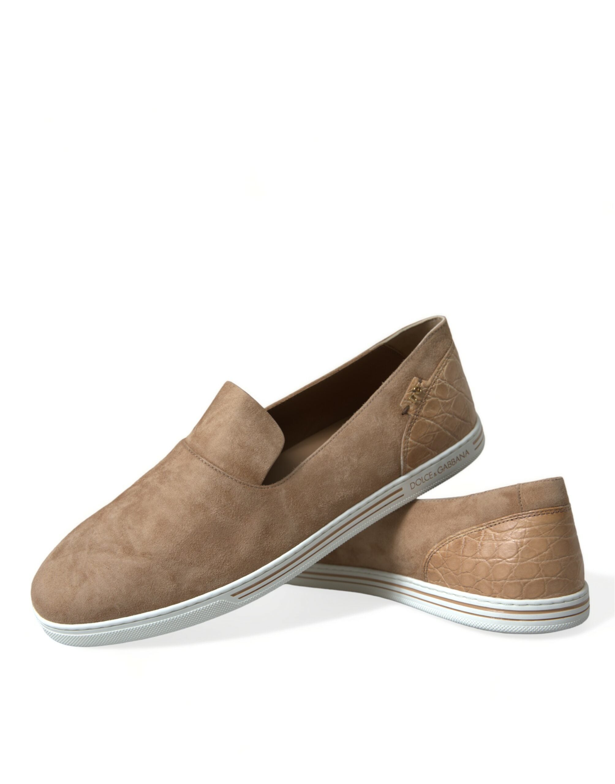 Mocasines y zapatillas de ante beige con diseño de caimán de Dolce & Gabbana para hombre-8