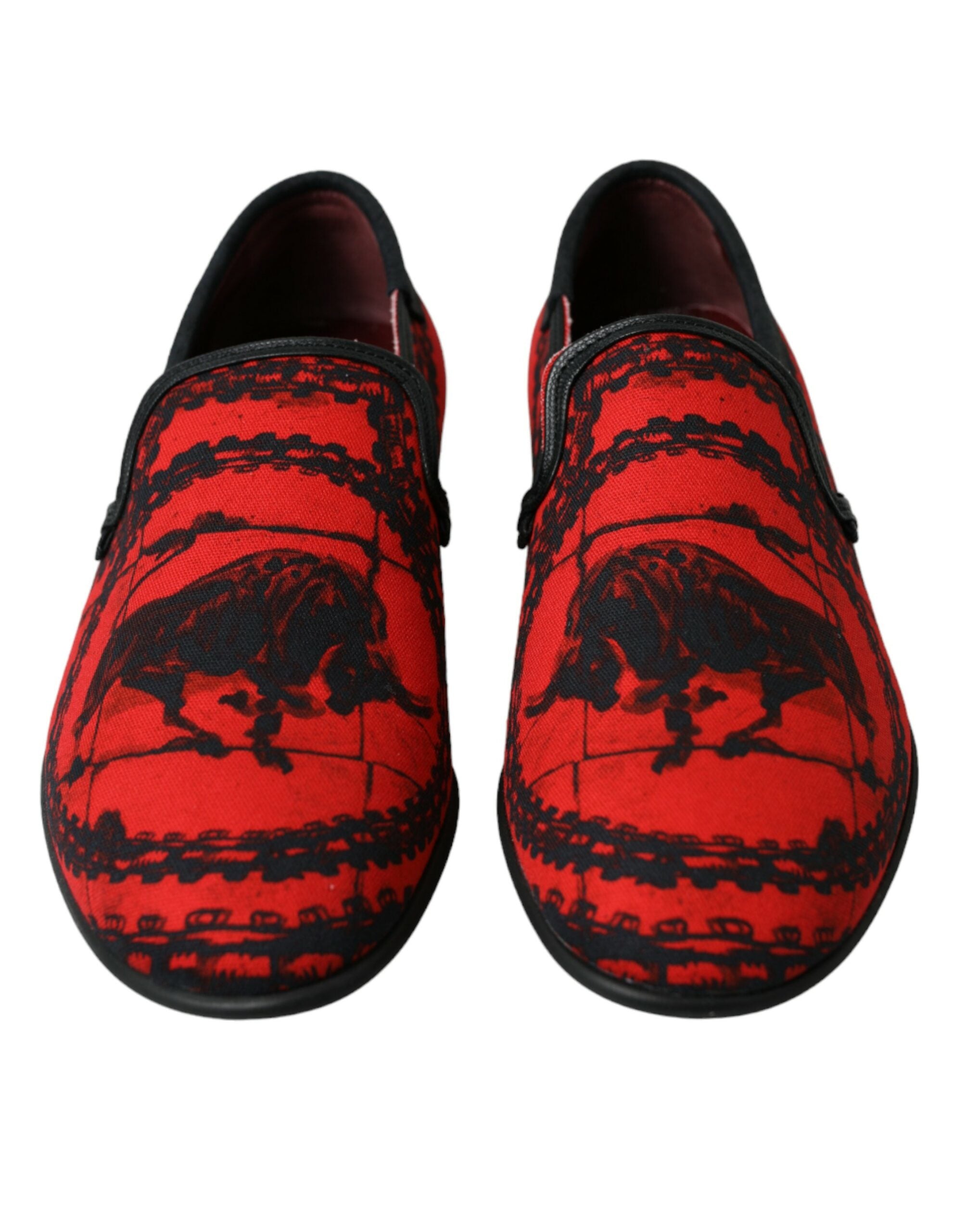 Dolce & Gabbana Red Black Torero Loafers Slippers Men's Shoes-2
