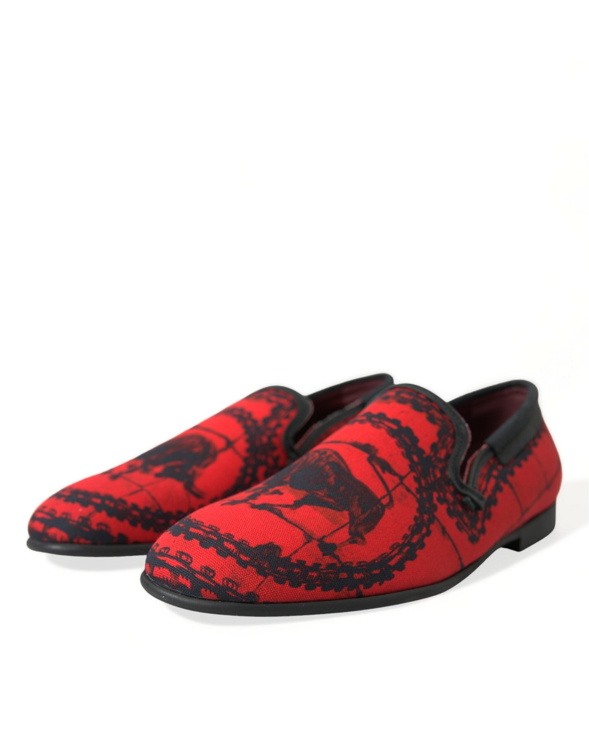 Dolce & Gabbana Red Black Torero Loafers Slippers Men's Shoes-3
