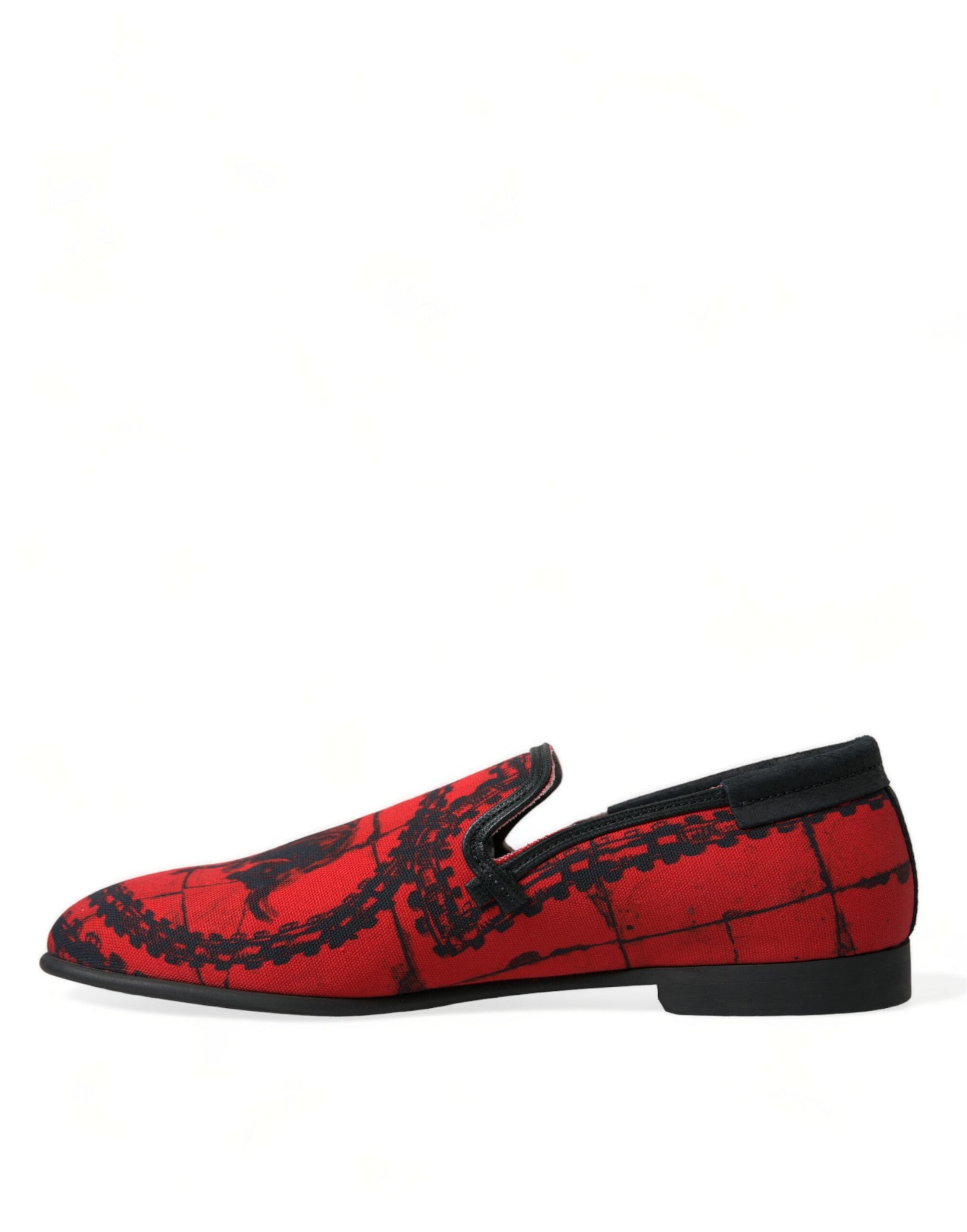 Dolce & Gabbana Red Black Torero Loafers Slippers Men's Shoes-5
