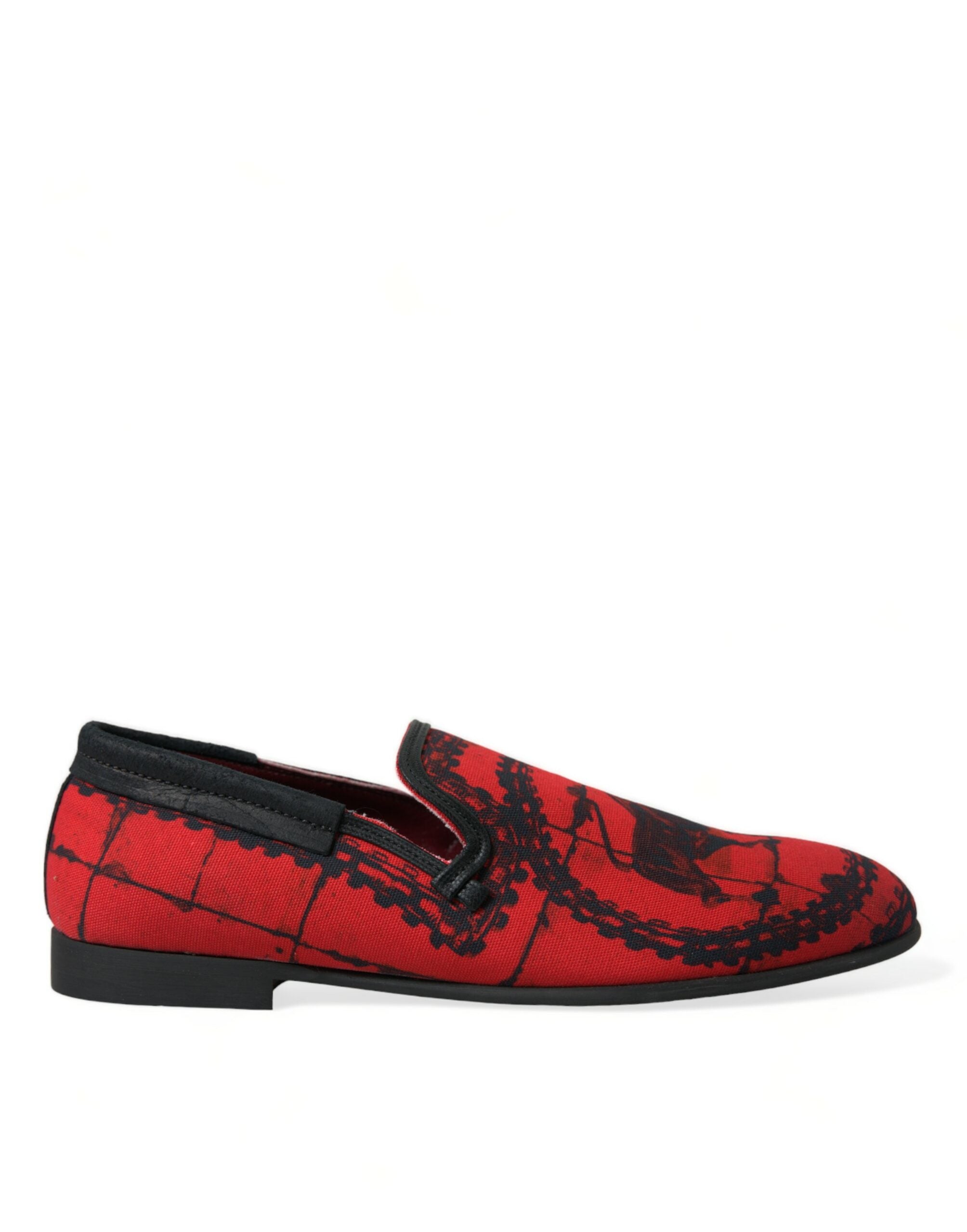 Dolce & Gabbana Red Black Torero Loafers Slippers Men's Shoes