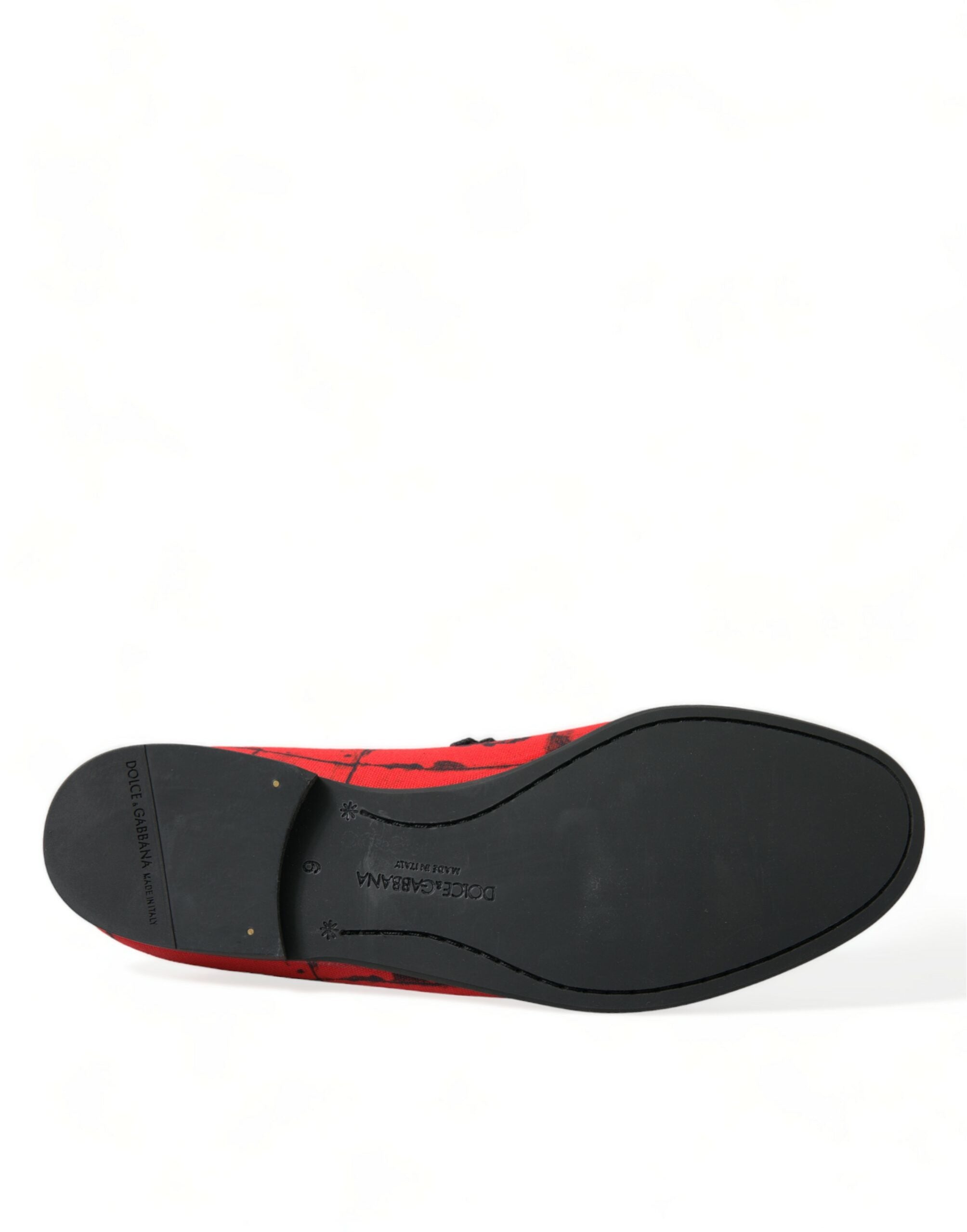 Dolce & Gabbana Red Black Torero Loafers Slippers Men's Shoes-6