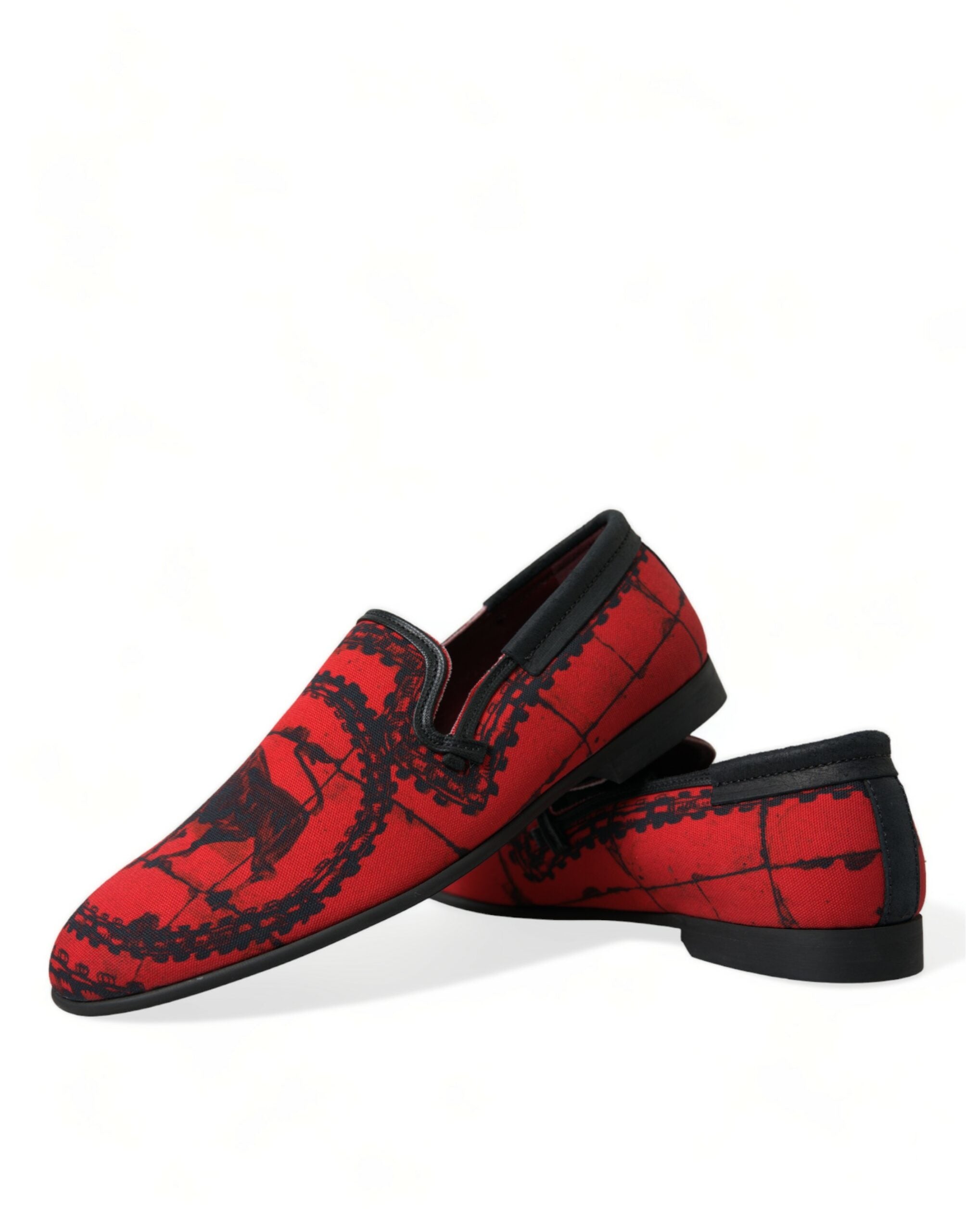 Dolce & Gabbana Red Black Torero Loafers Slippers Men's Shoes-7