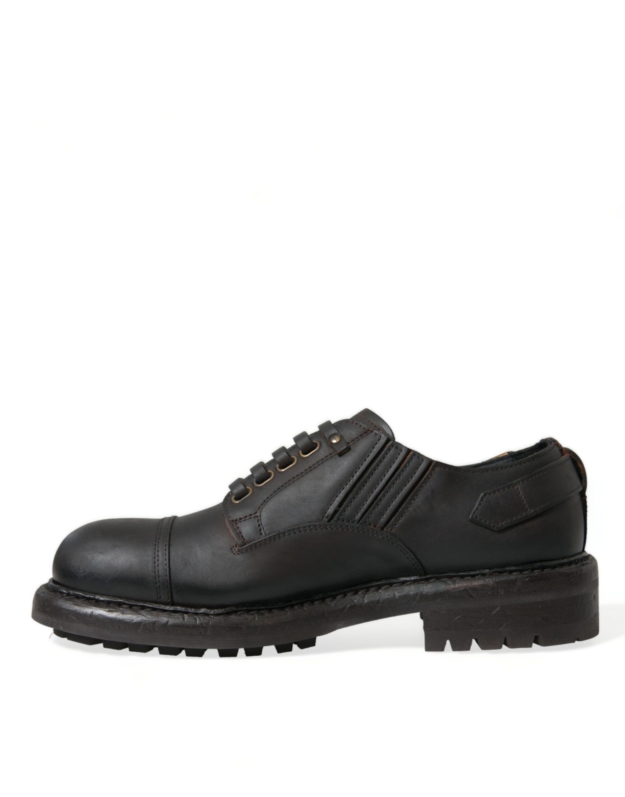 Zapatos de vestir Derby con cordones de cuero marrón de Dolce & Gabbana para hombre-5
