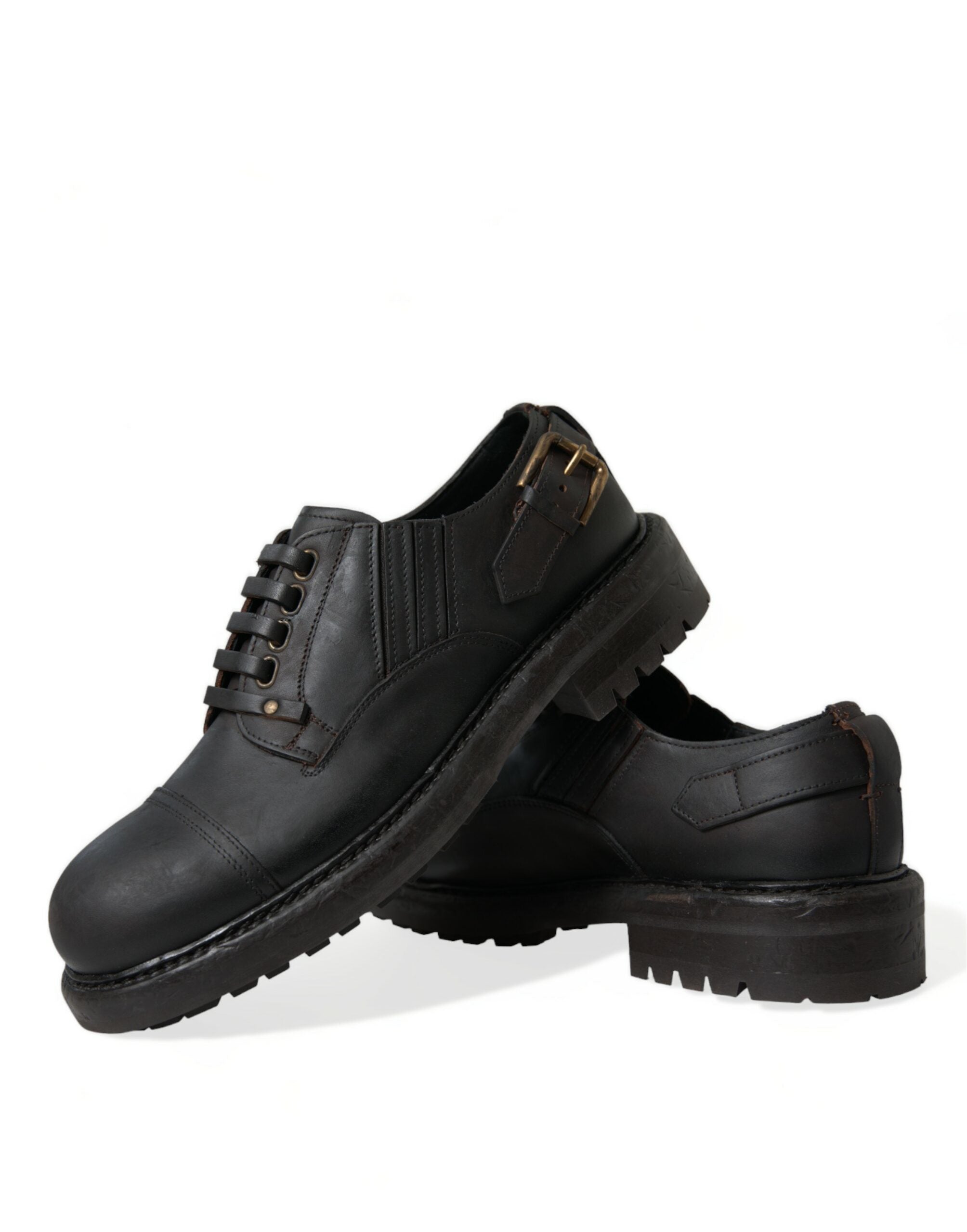 Zapatos de vestir Derby con cordones de cuero marrón de Dolce & Gabbana para hombre-7