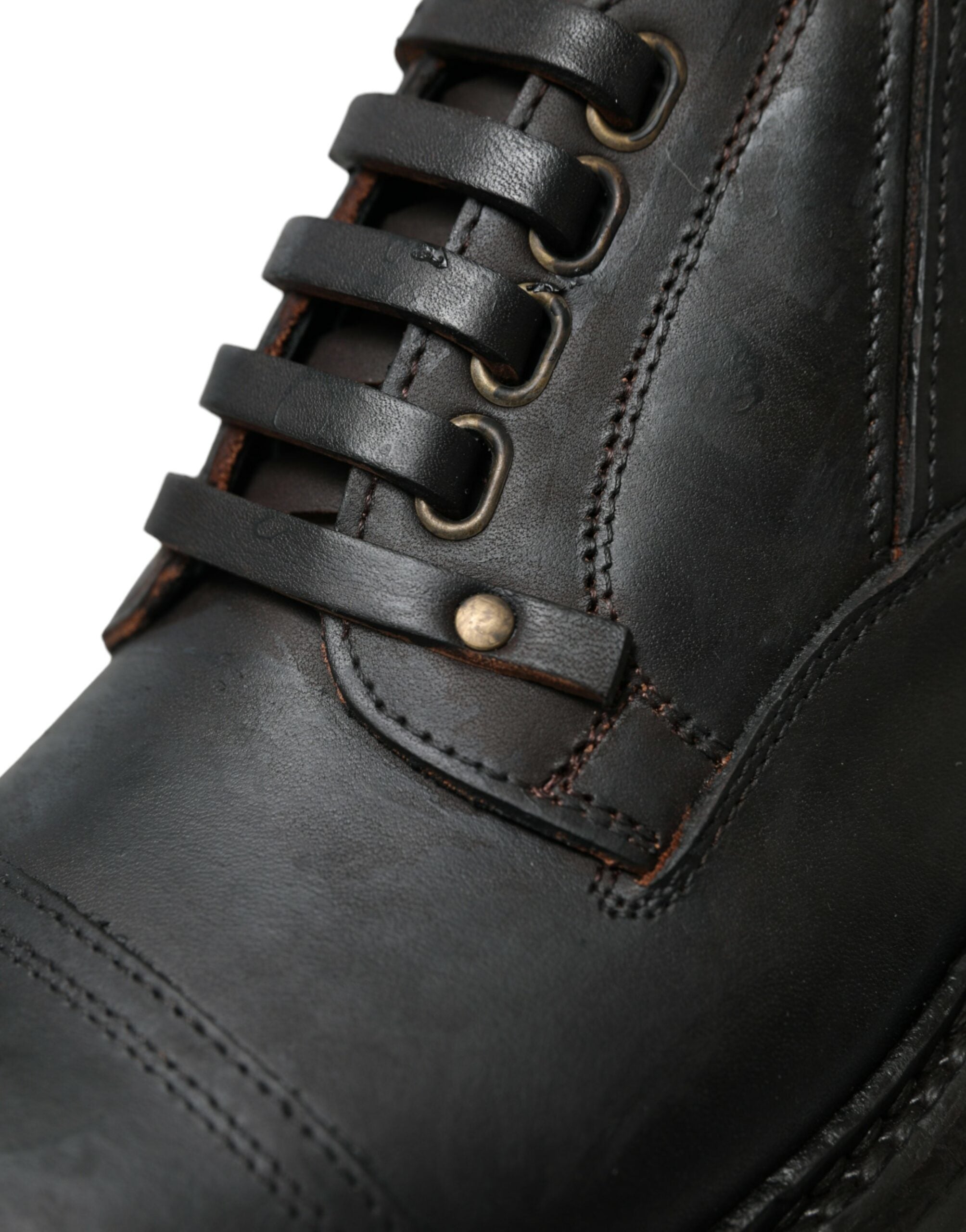 Zapatos de vestir Derby con cordones de cuero marrón de Dolce & Gabbana para hombre-8