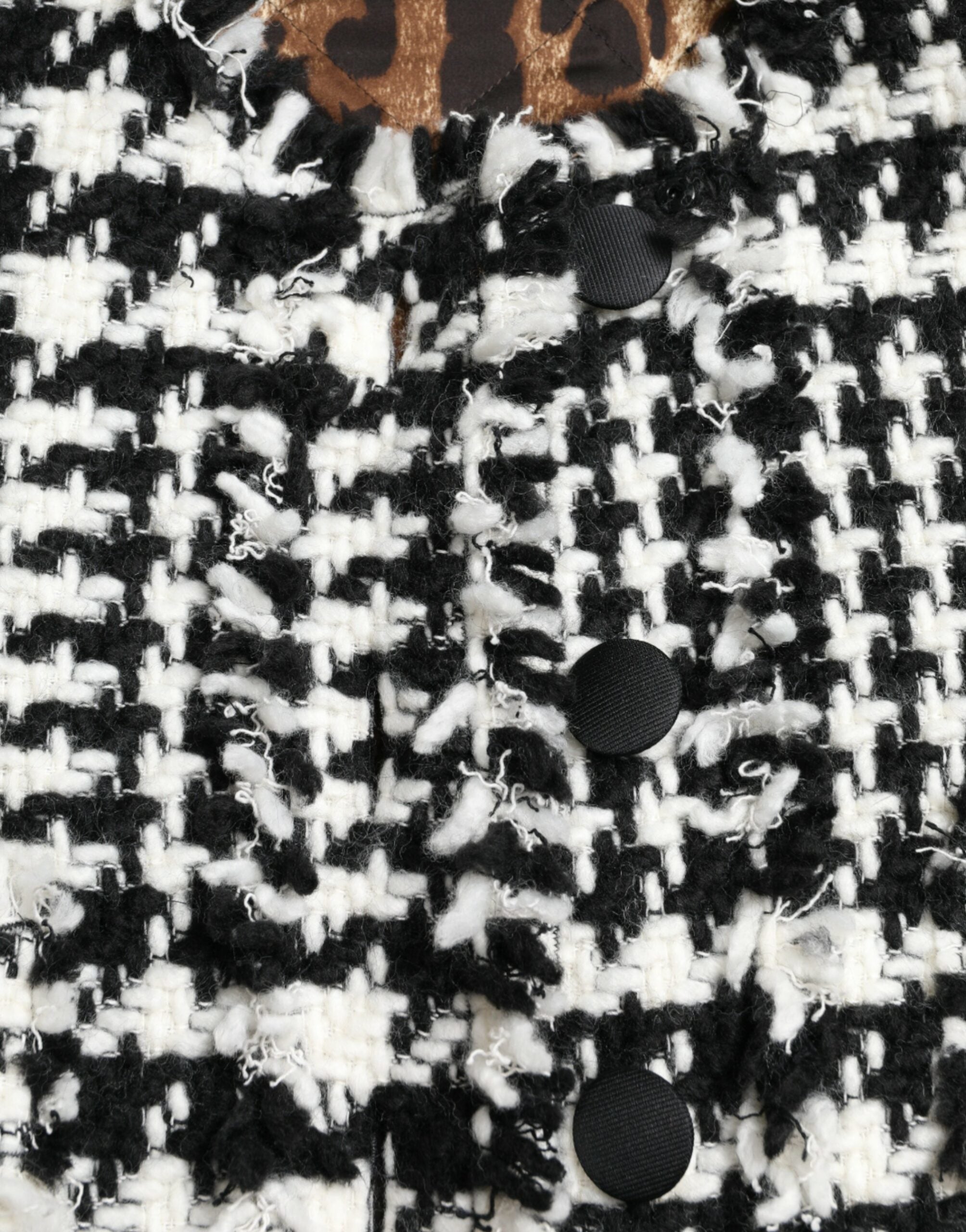 Dolce & Gabbana Black and White Houndstooth Trench Coat Jacket-6