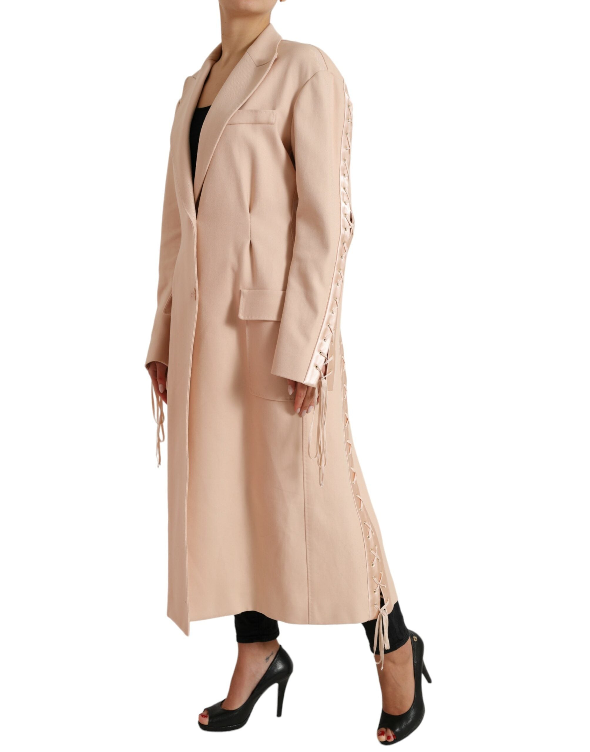 Dolce & Gabbana Beige Cotton Single-Breasted Long Coat Jacket-2