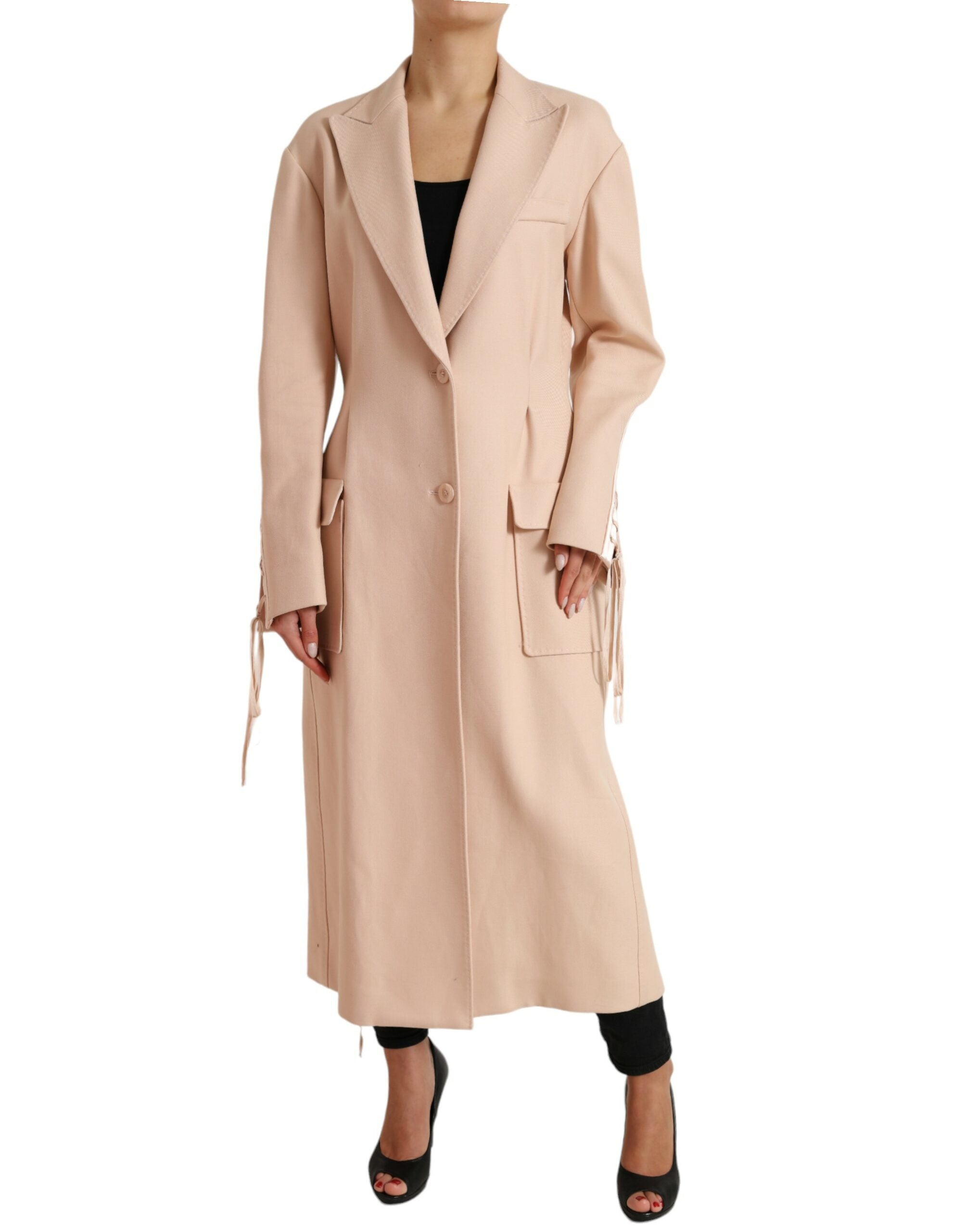 Dolce & Gabbana Beige Cotton Single-Breasted Long Coat Jacket