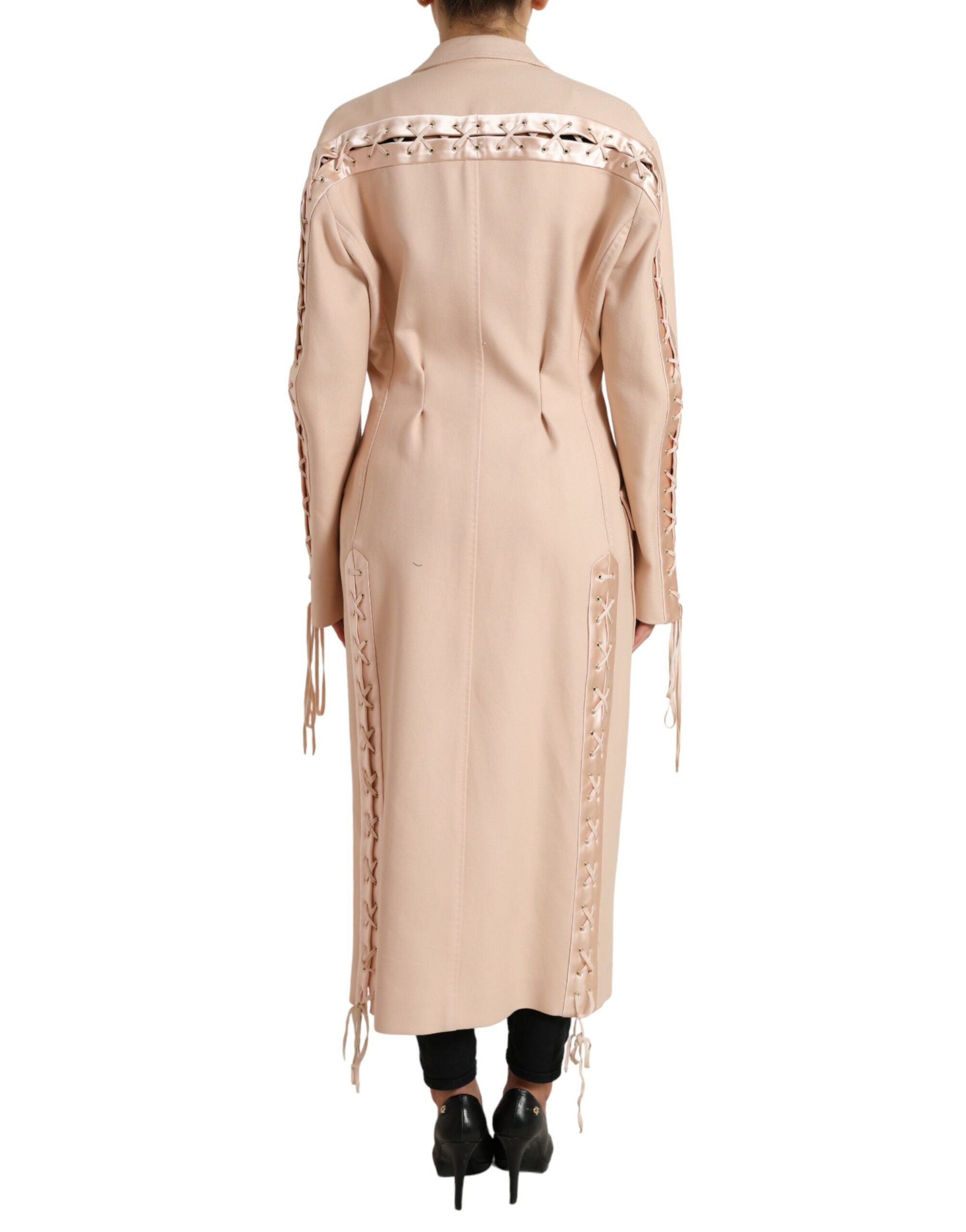 Dolce & Gabbana Beige Cotton Single-Breasted Long Coat Jacket-3