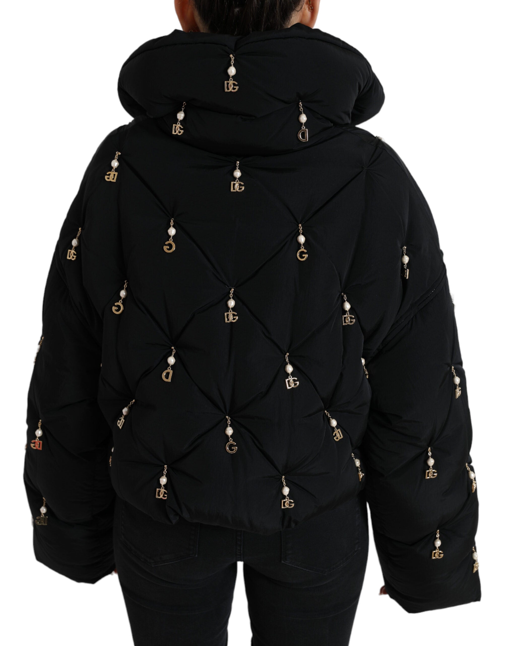 Dolce & Gabbana Black quilted shell bomber jacket with embellishments-7