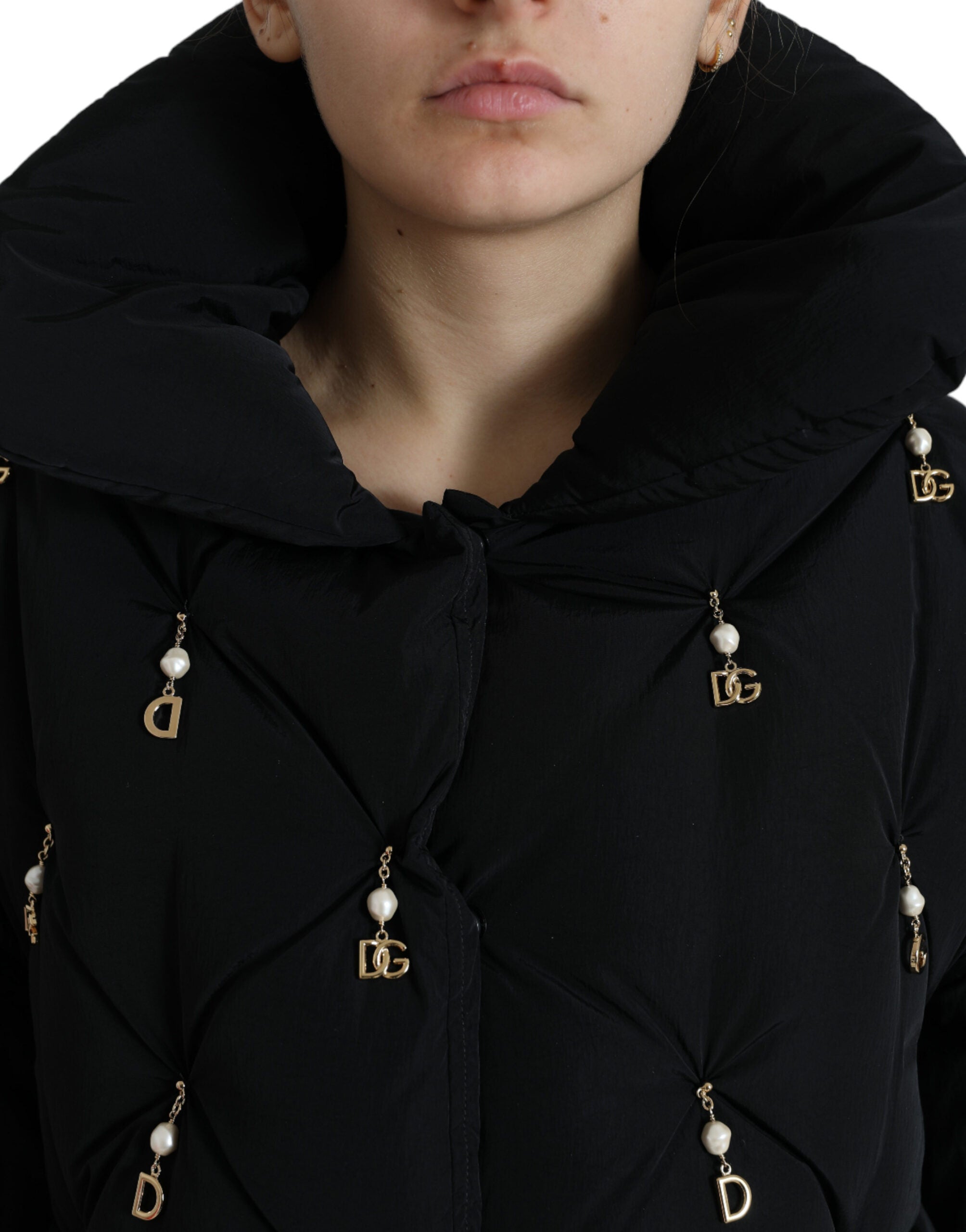 Dolce & Gabbana Black quilted shell bomber jacket with embellishments-6