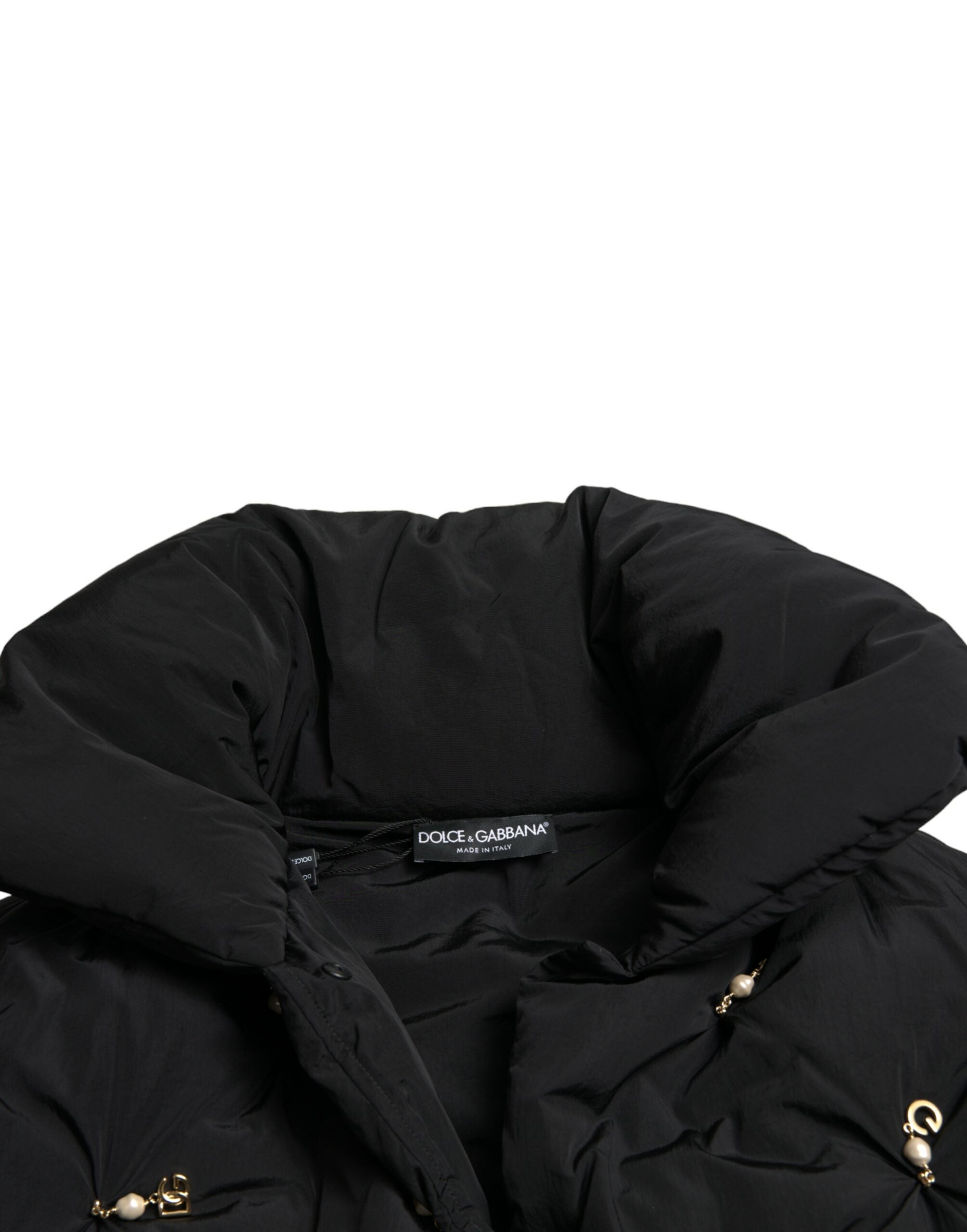 Dolce & Gabbana Black quilted shell bomber jacket with embellishments-4