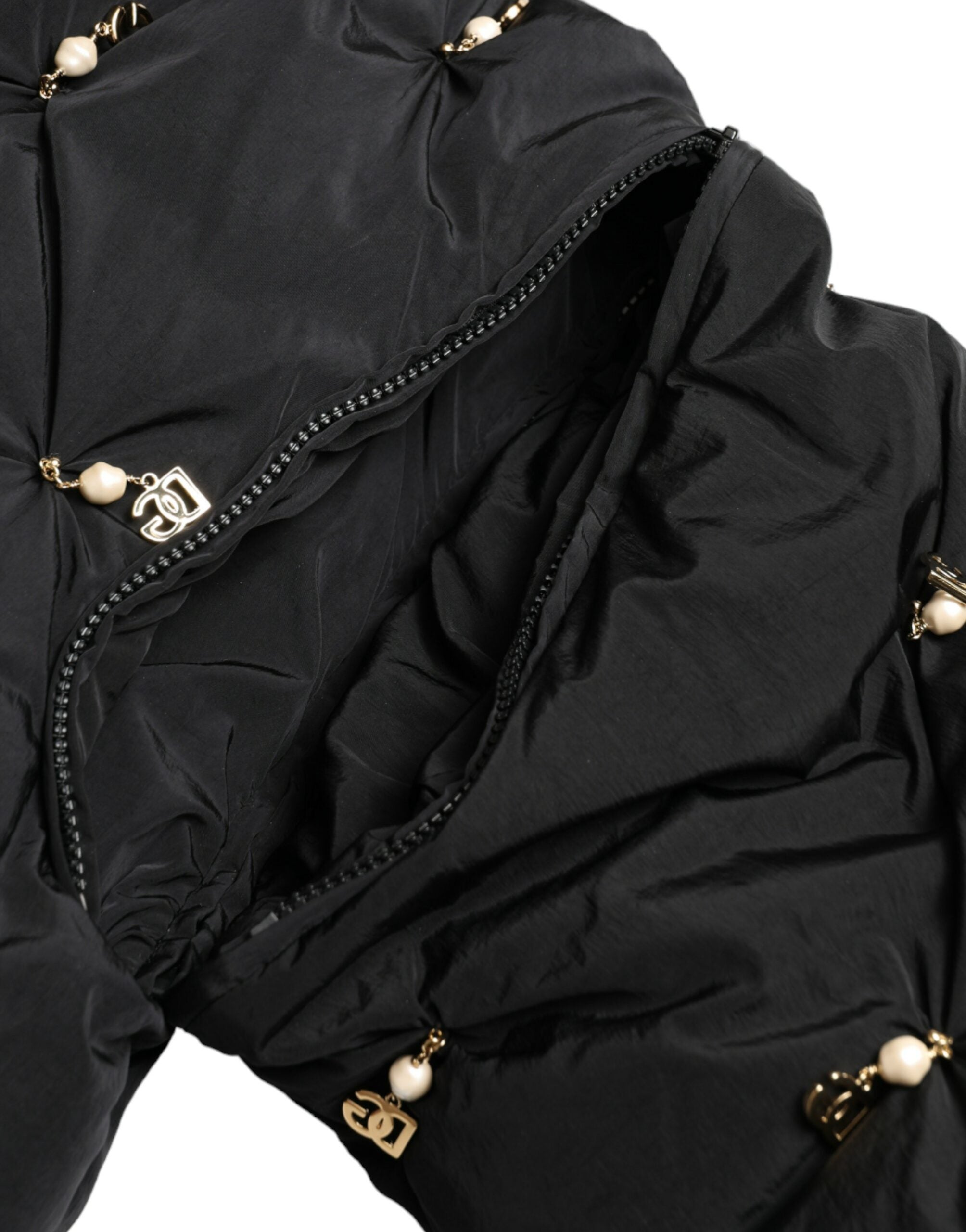 Dolce & Gabbana Black quilted shell bomber jacket with embellishments-3
