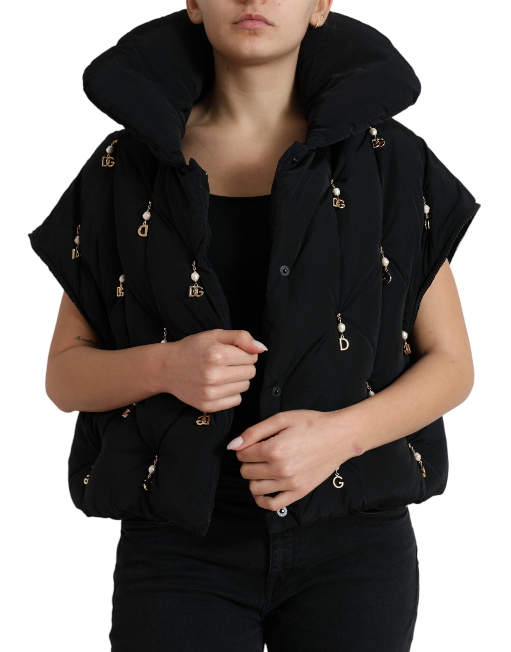 Dolce & Gabbana Black quilted shell bomber jacket with embellishments-2