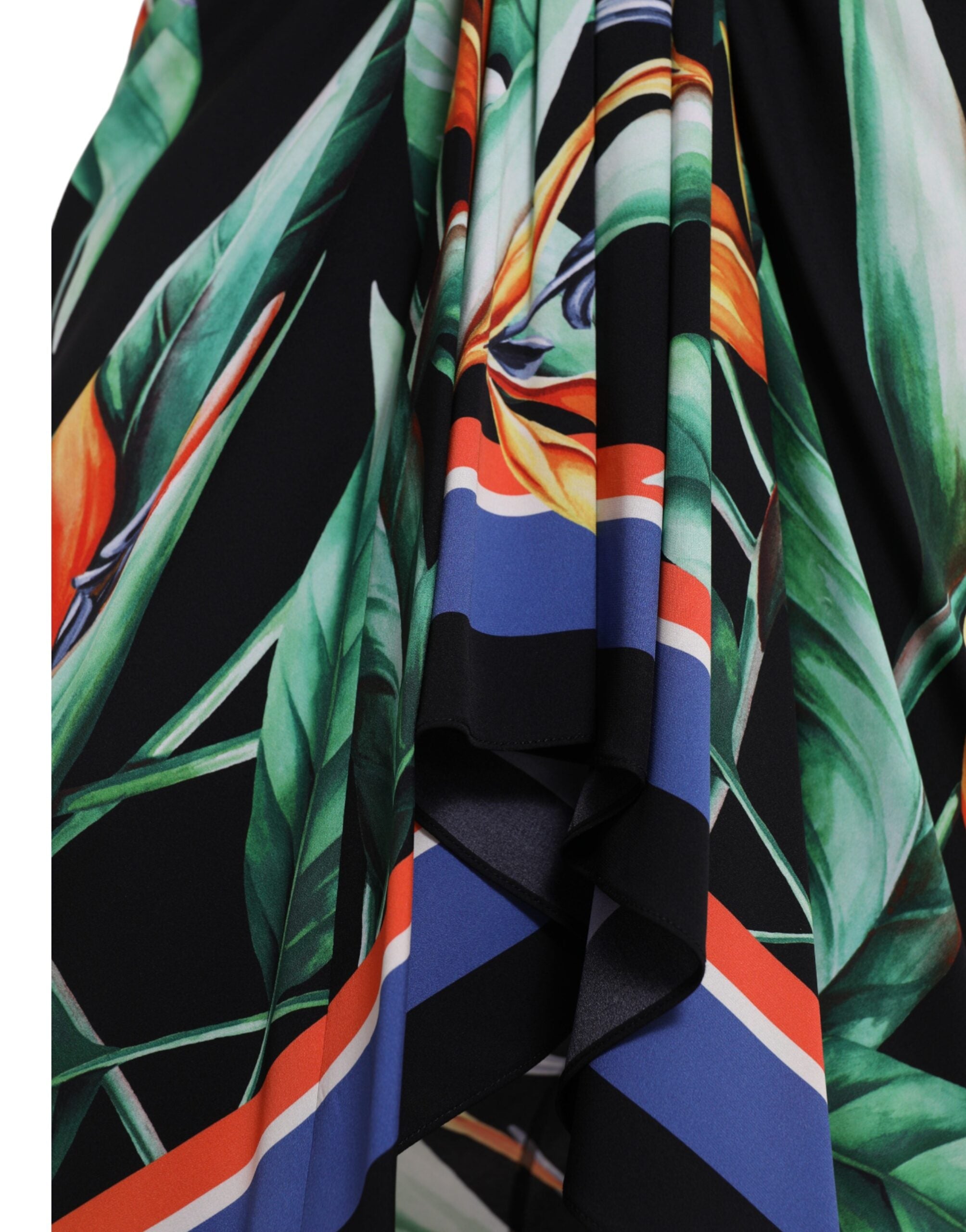 Falda midi cruzada de cintura alta con estampado Strelitzia en negro de Dolce & Gabbana-4