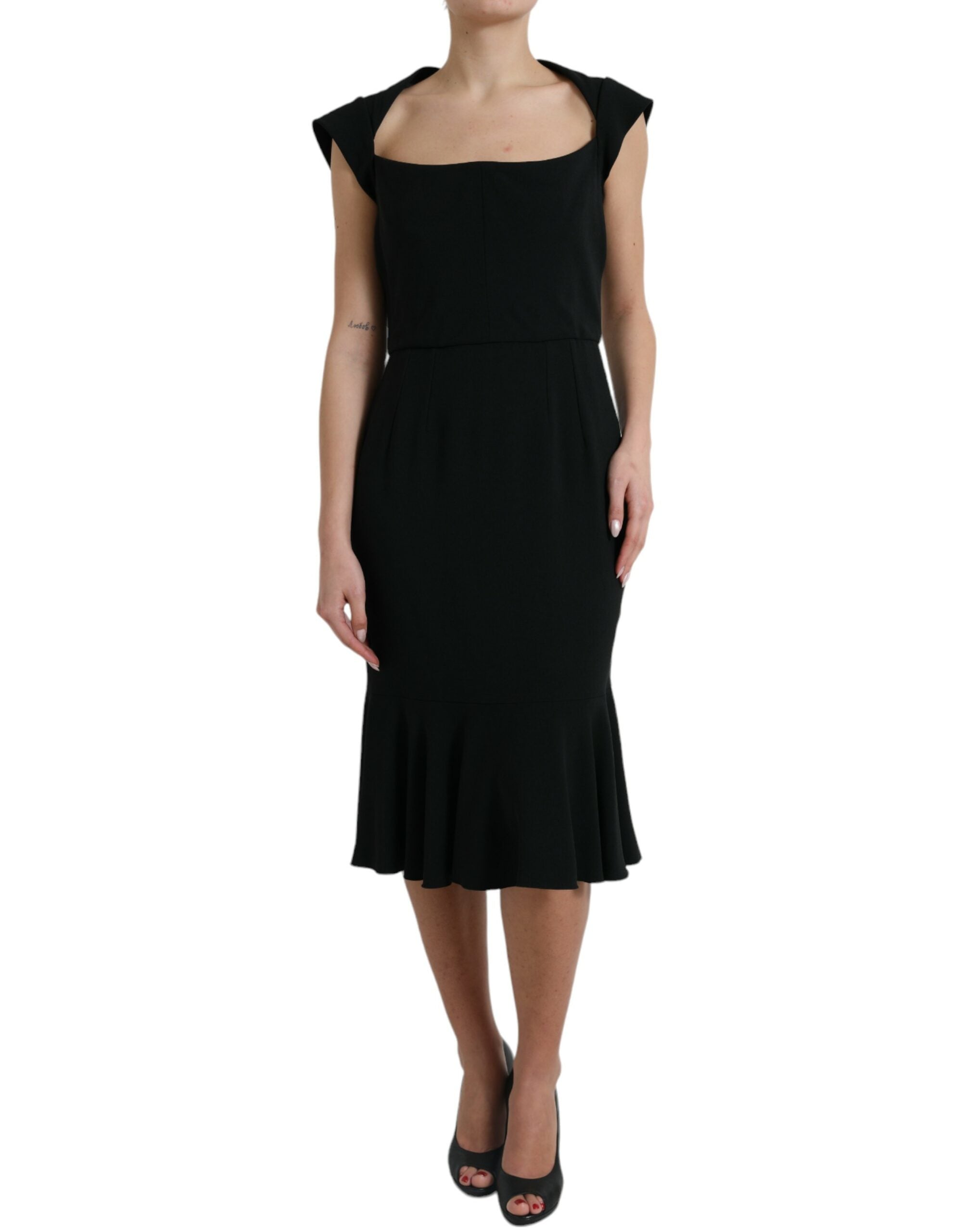 Dolce & Gabbana Schwarzes Cady Viskose Kleid ohne Ärmel-1