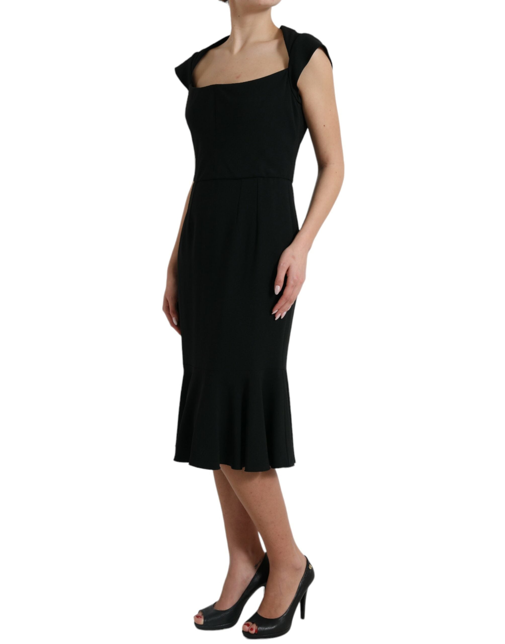 Dolce & Gabbana Schwarzes Cady Viskose Kleid ohne Ärmel-5