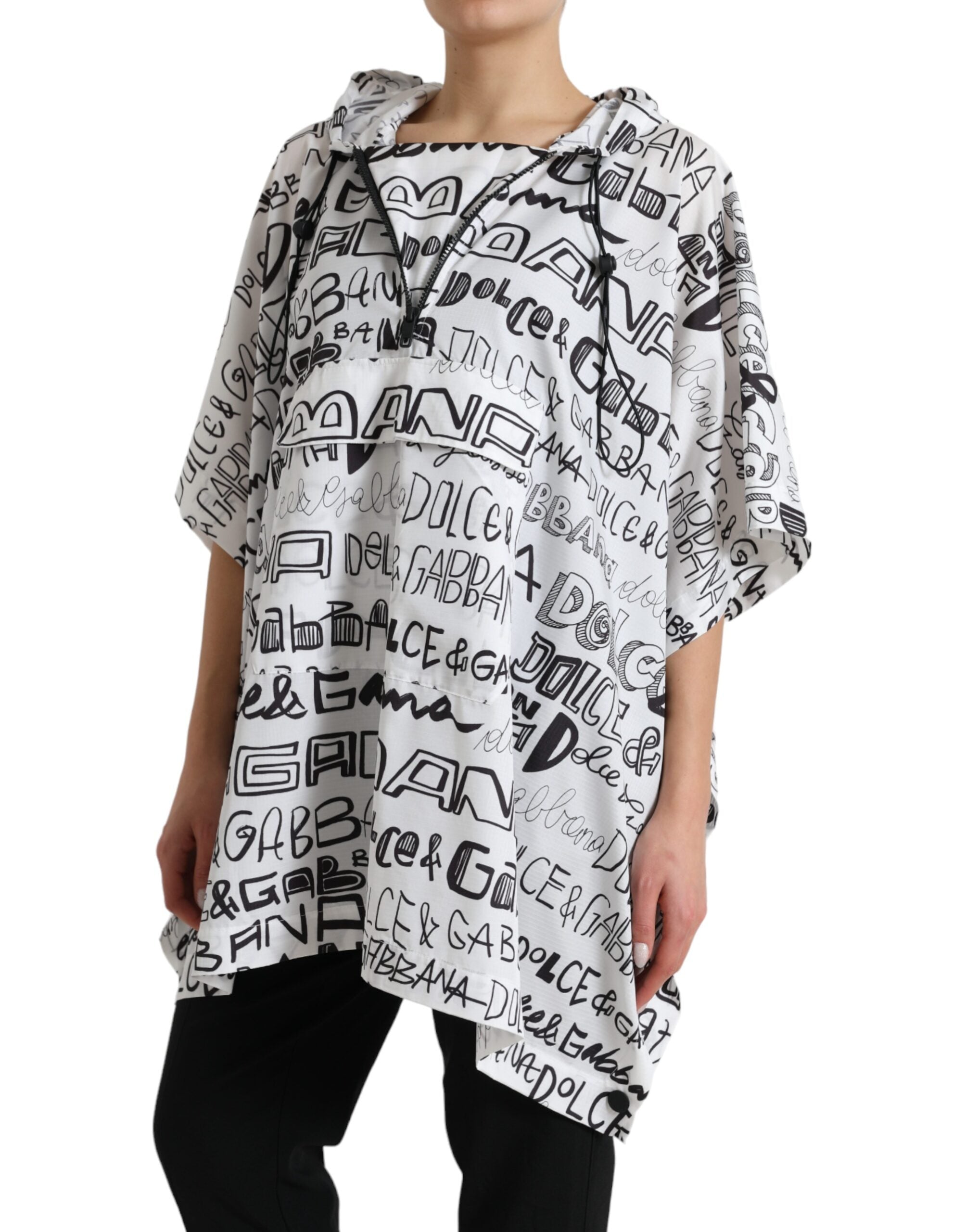 Camiseta blanca tipo blusón con estampado de logotipo y capucha de Dolce & Gabbana-2