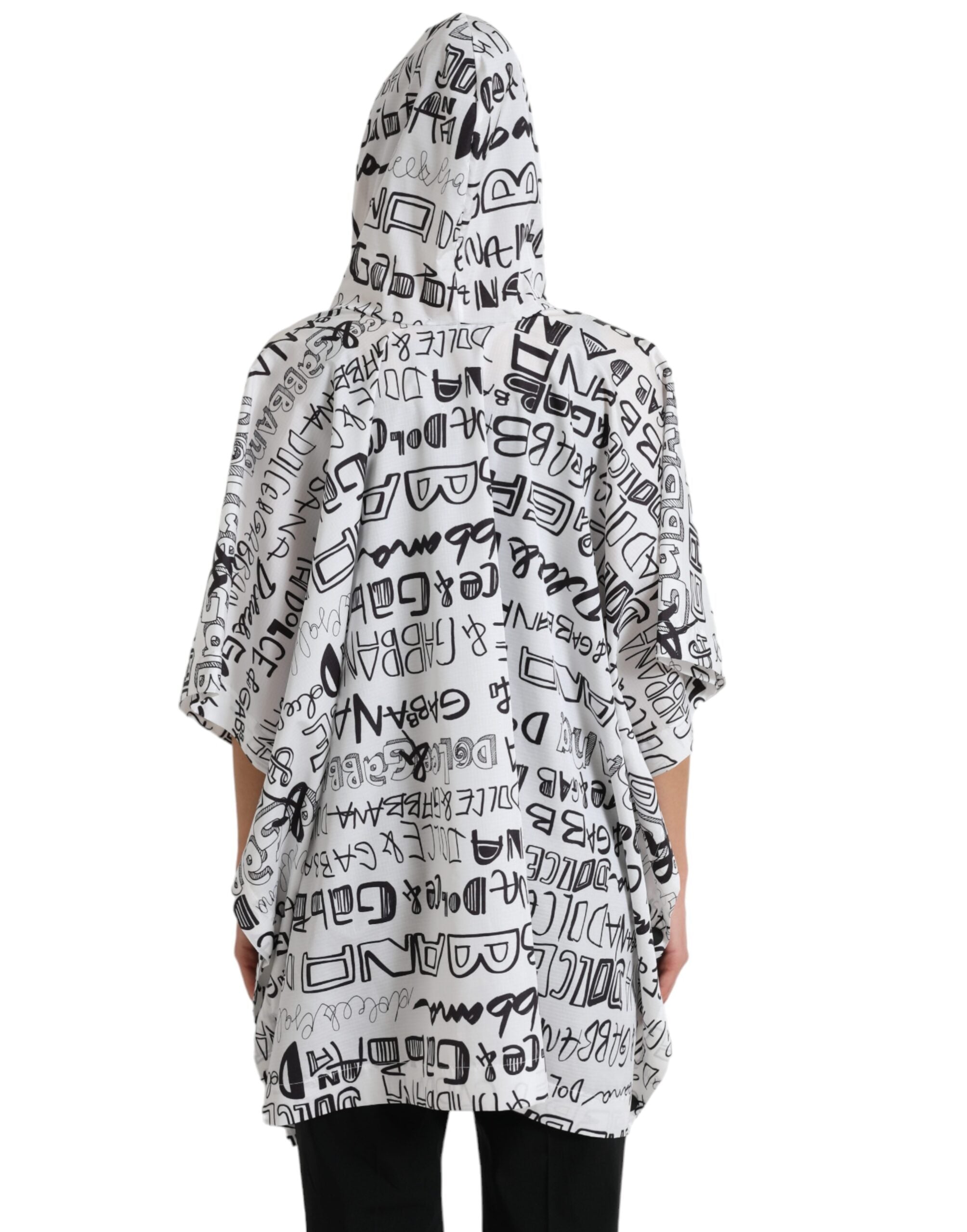 Camiseta blanca tipo blusón con estampado de logotipo y capucha de Dolce & Gabbana-3