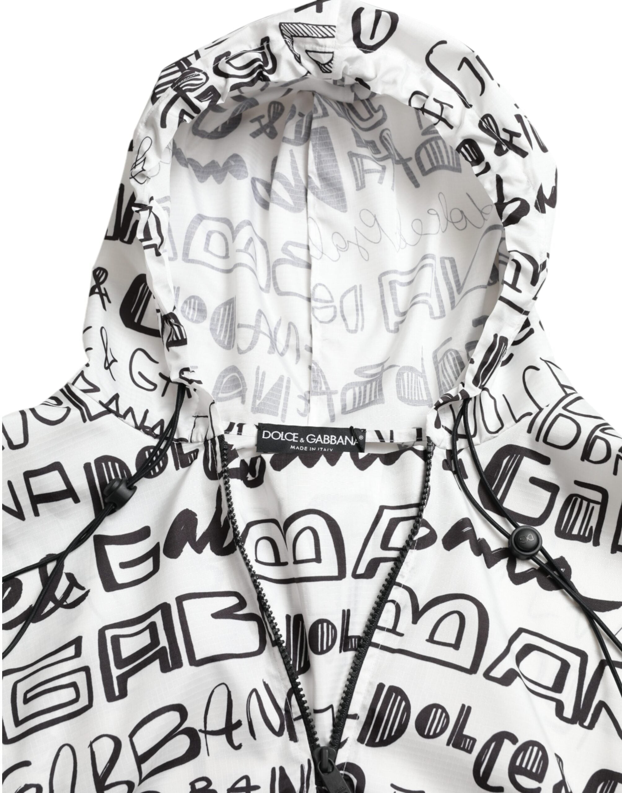 Camiseta blanca tipo blusón con estampado de logotipo y capucha de Dolce & Gabbana-6