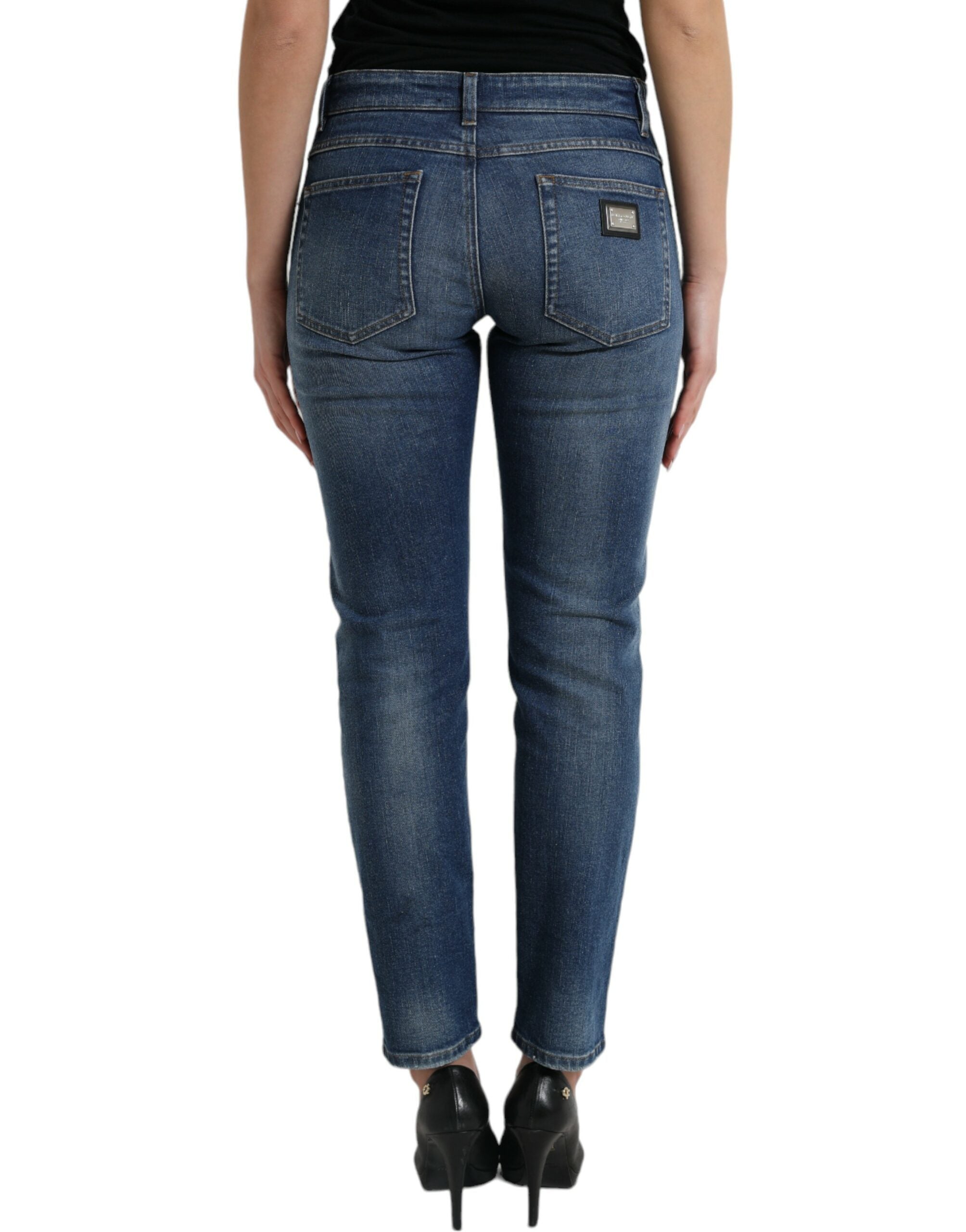 Dolce & Gabbana Blue BOYFRIEND Mid Waist Denim Jeans in Cotton-3