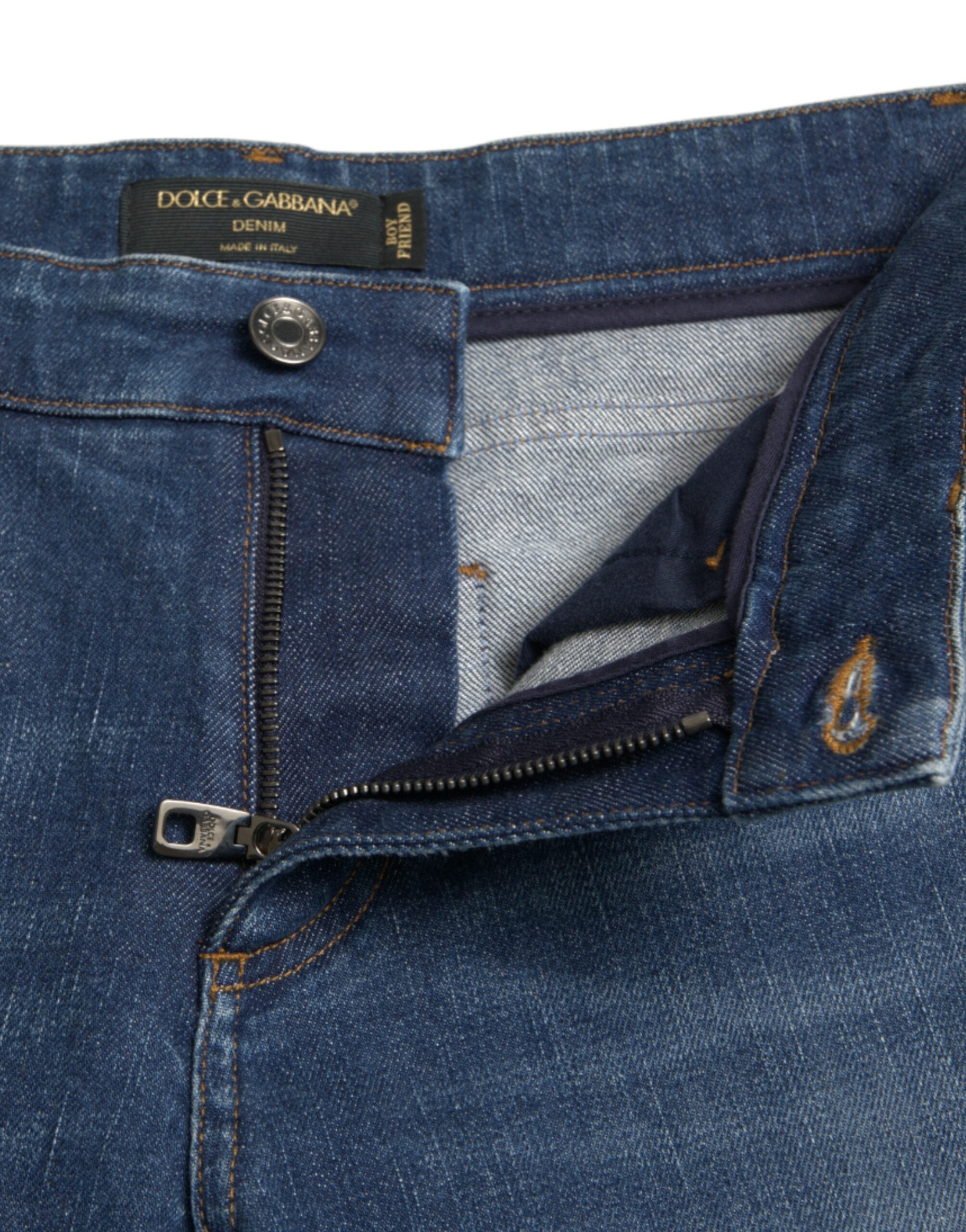 Dolce & Gabbana Blue BOYFRIEND Mid Waist Denim Jeans in Cotton-6
