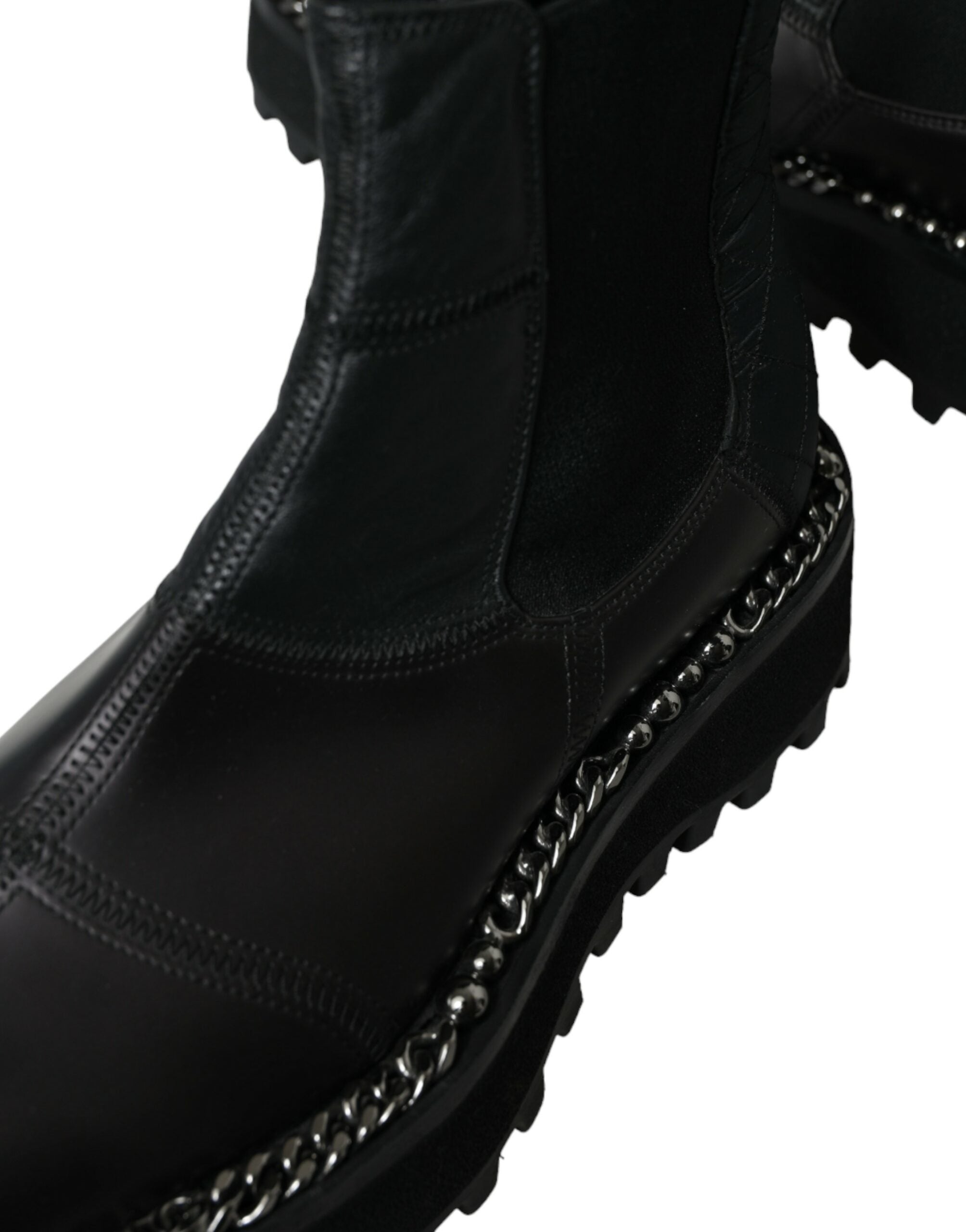 Dolce & Gabbana Black Leather Slip-On Stretch Chelsea Boots Shoes-8