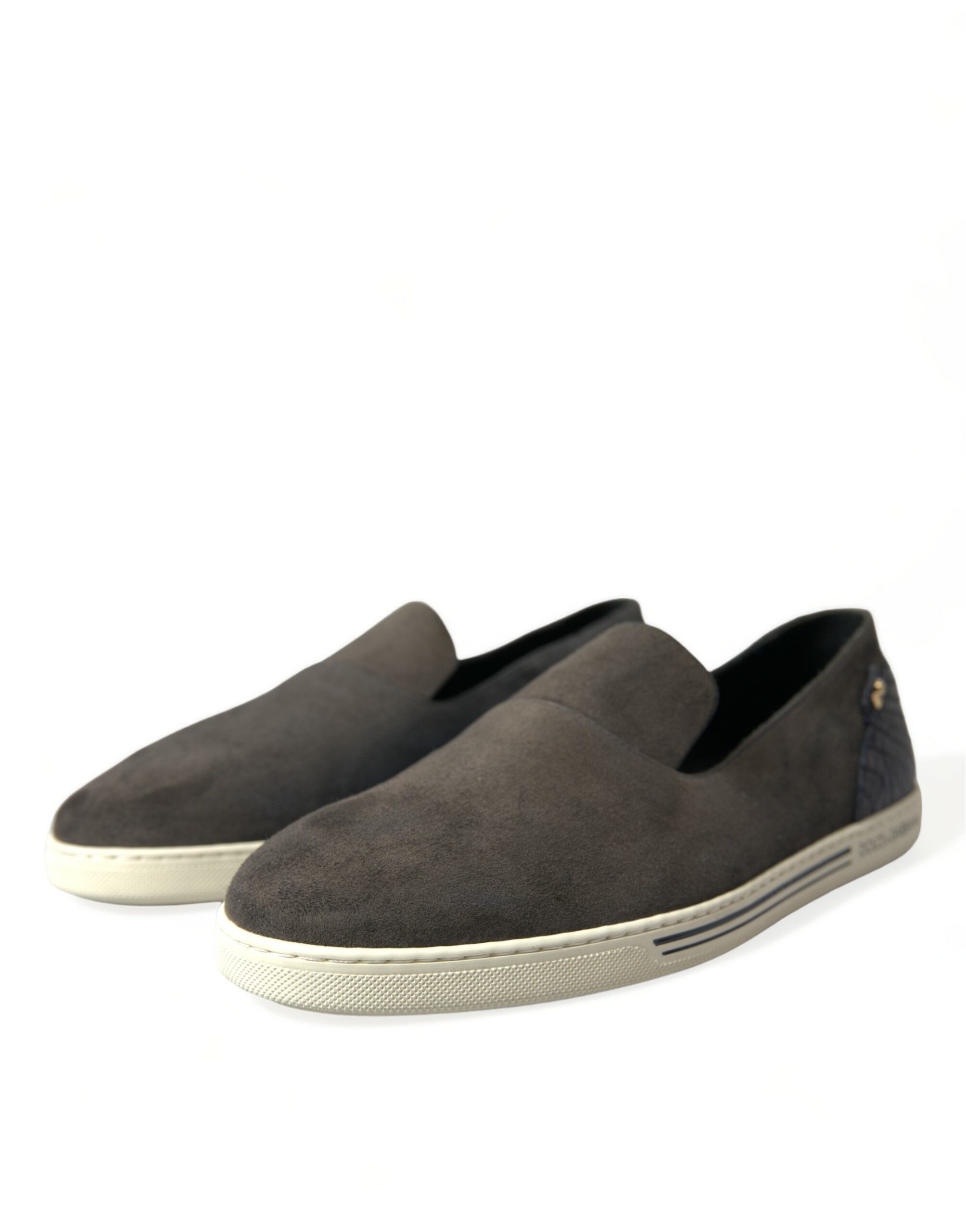 Dolce & Gabbana Blue Suede Caiman Men's Loafers Slippers Shoes-3