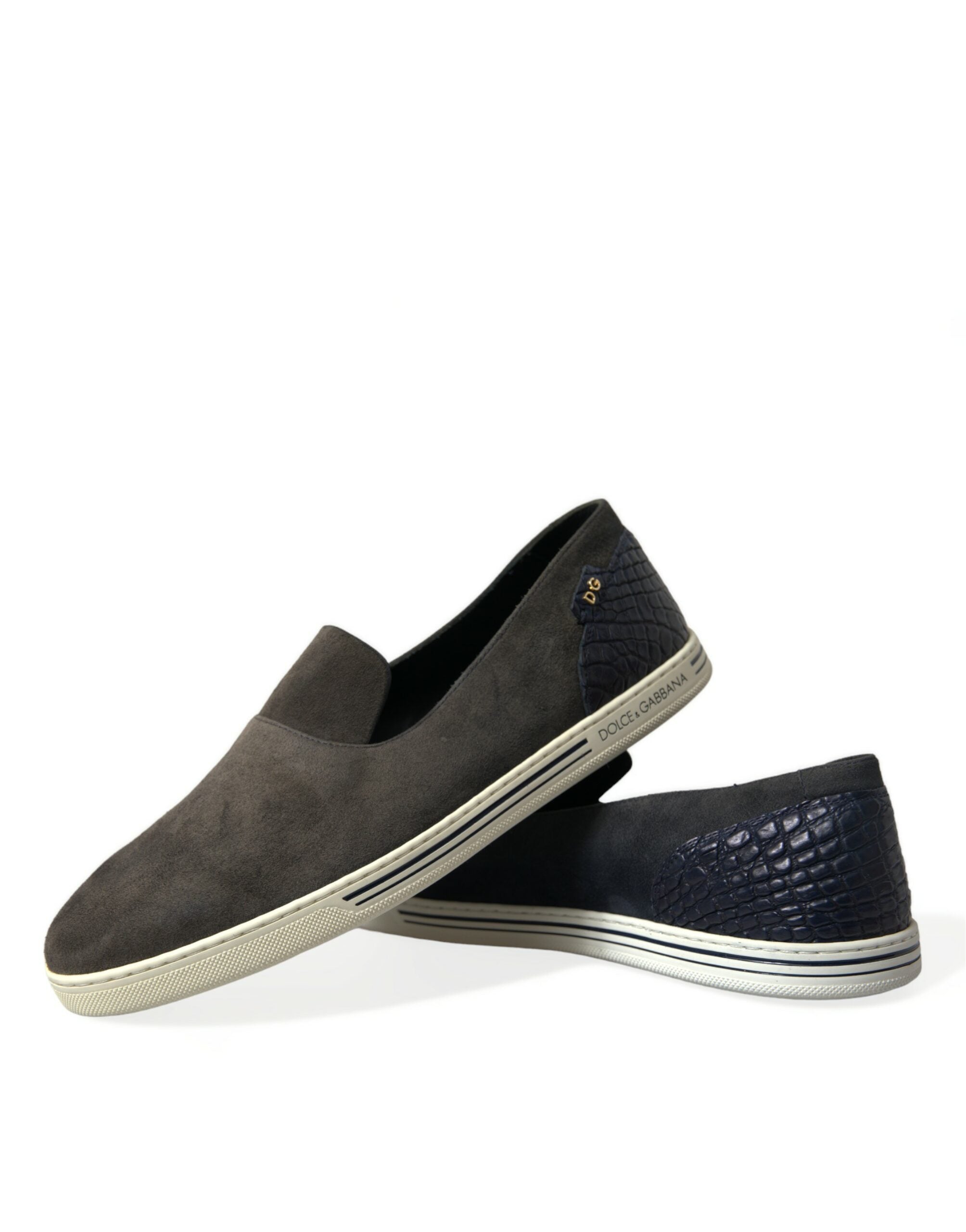 Dolce & Gabbana Blue Suede Caiman Men's Loafers Slippers Shoes-7