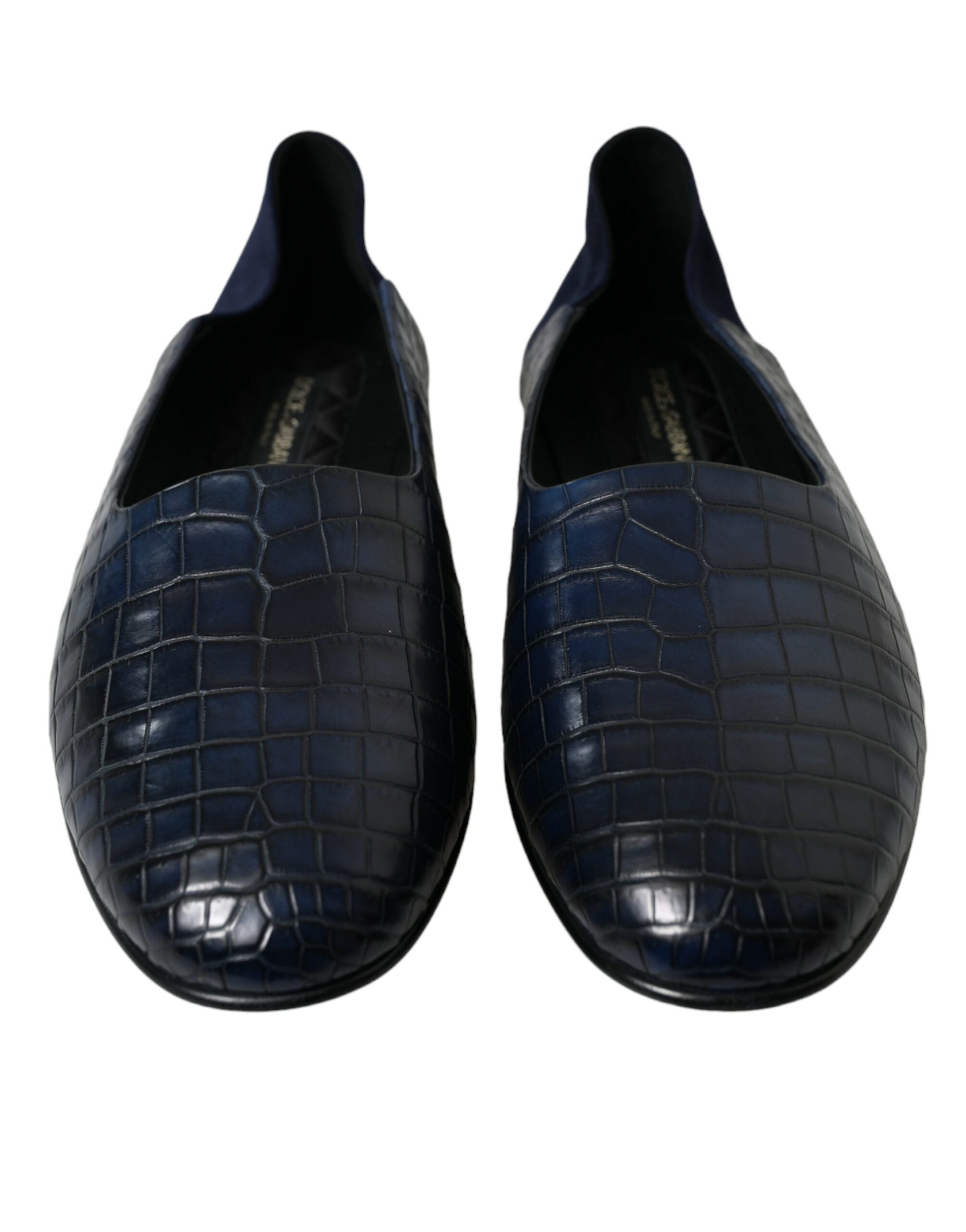 Mocasines sin cordones de piel de cocodrilo azul de Dolce & Gabbana-2