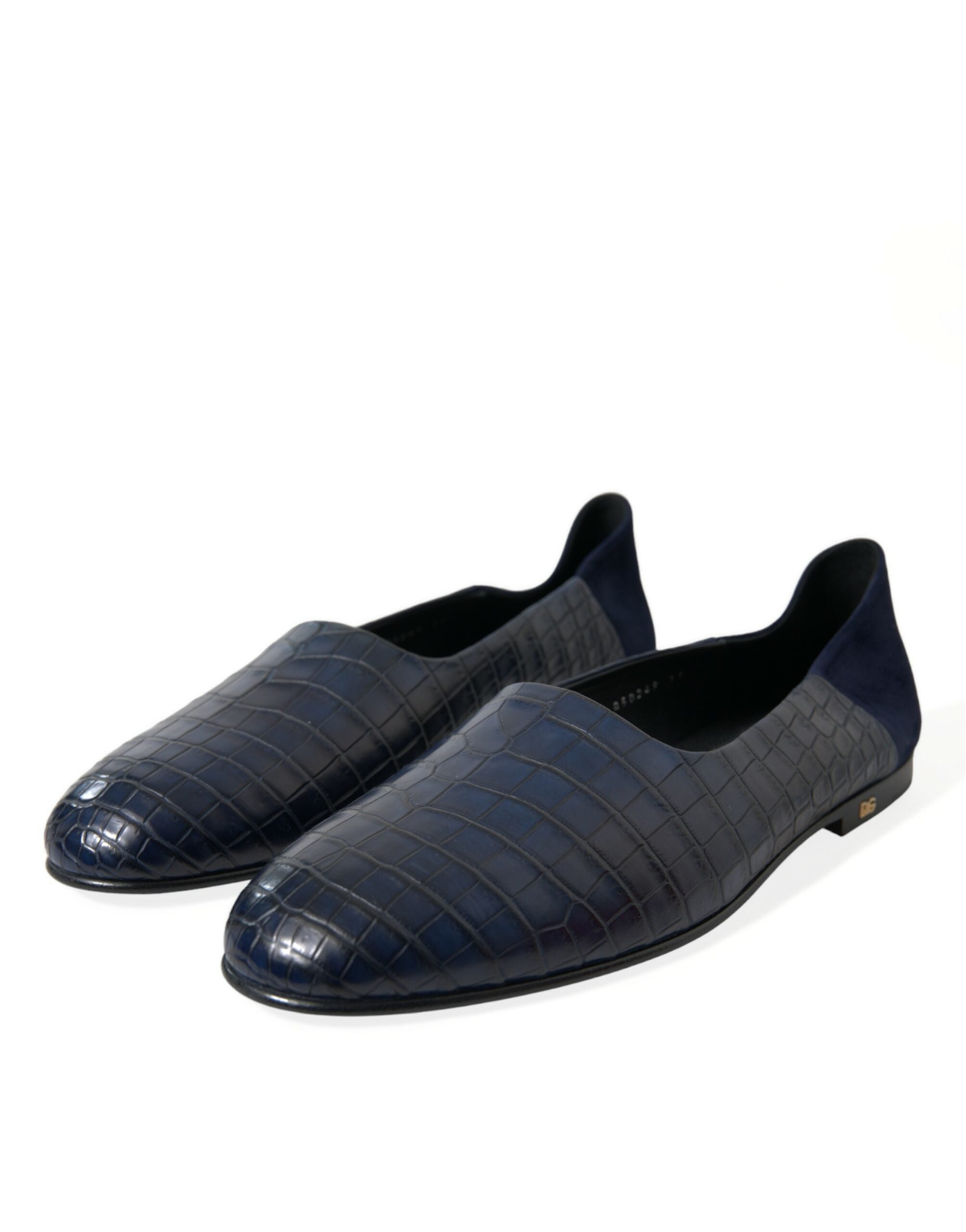 Mocasines sin cordones de piel de cocodrilo azul de Dolce & Gabbana-3