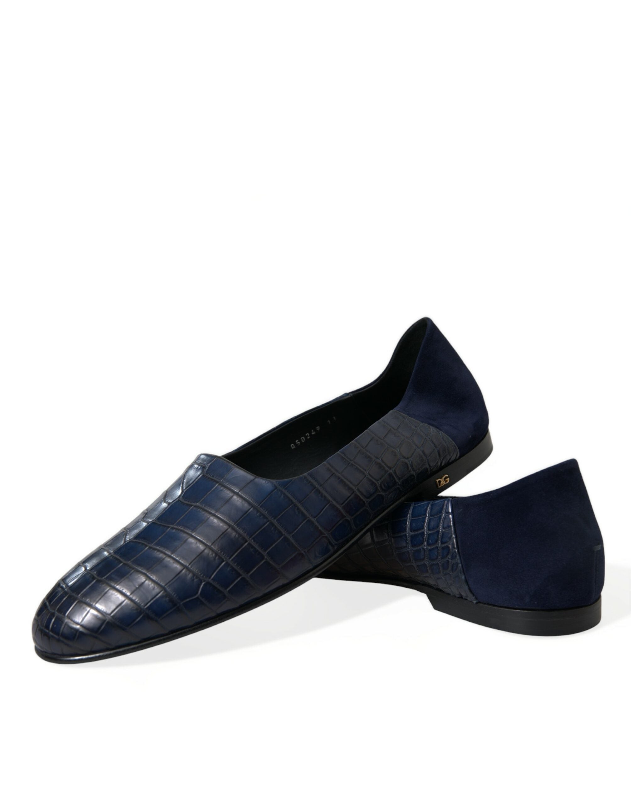 Mocasines sin cordones de piel de cocodrilo azul de Dolce & Gabbana-7