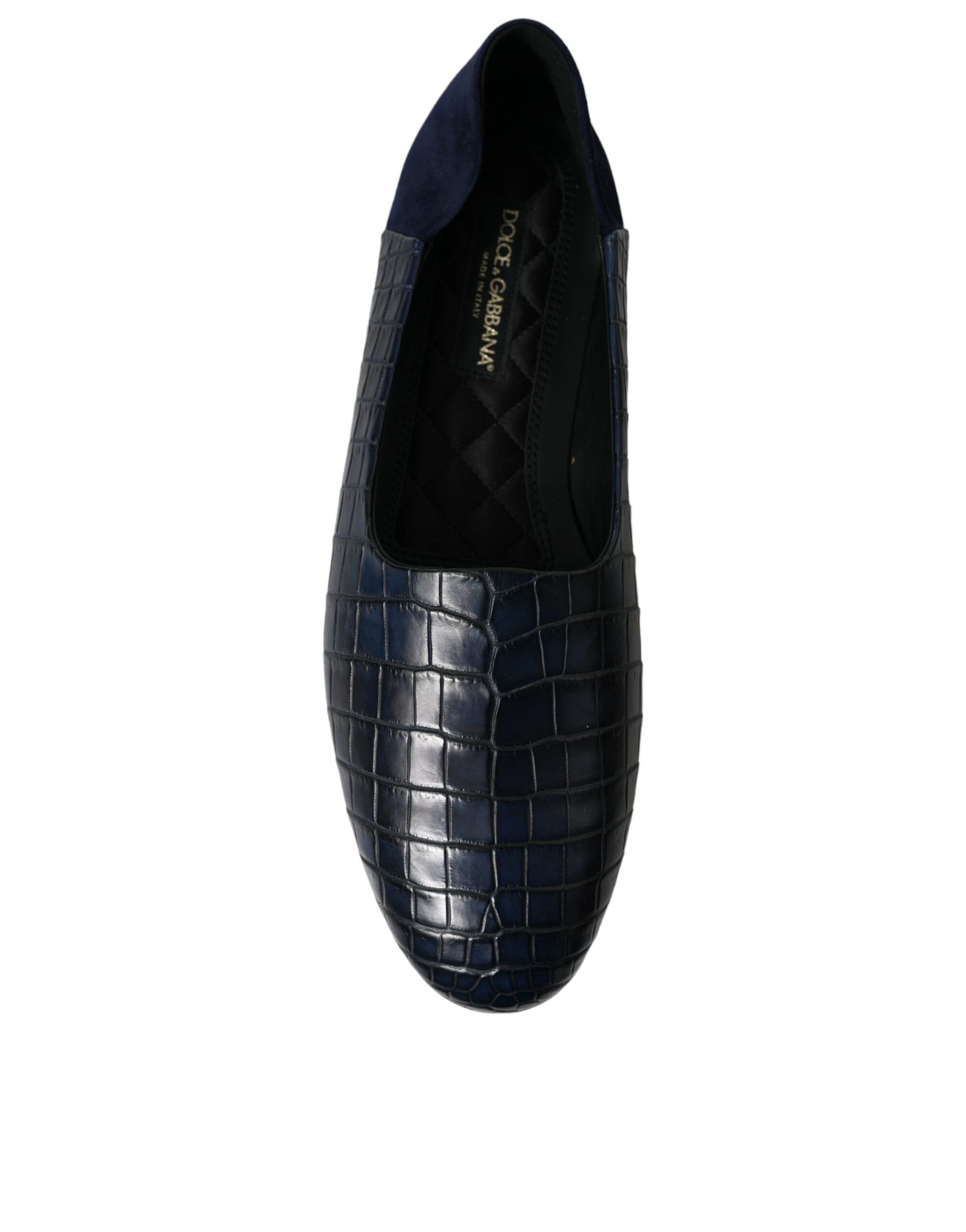 Mocasines sin cordones de piel de cocodrilo azul de Dolce & Gabbana-8