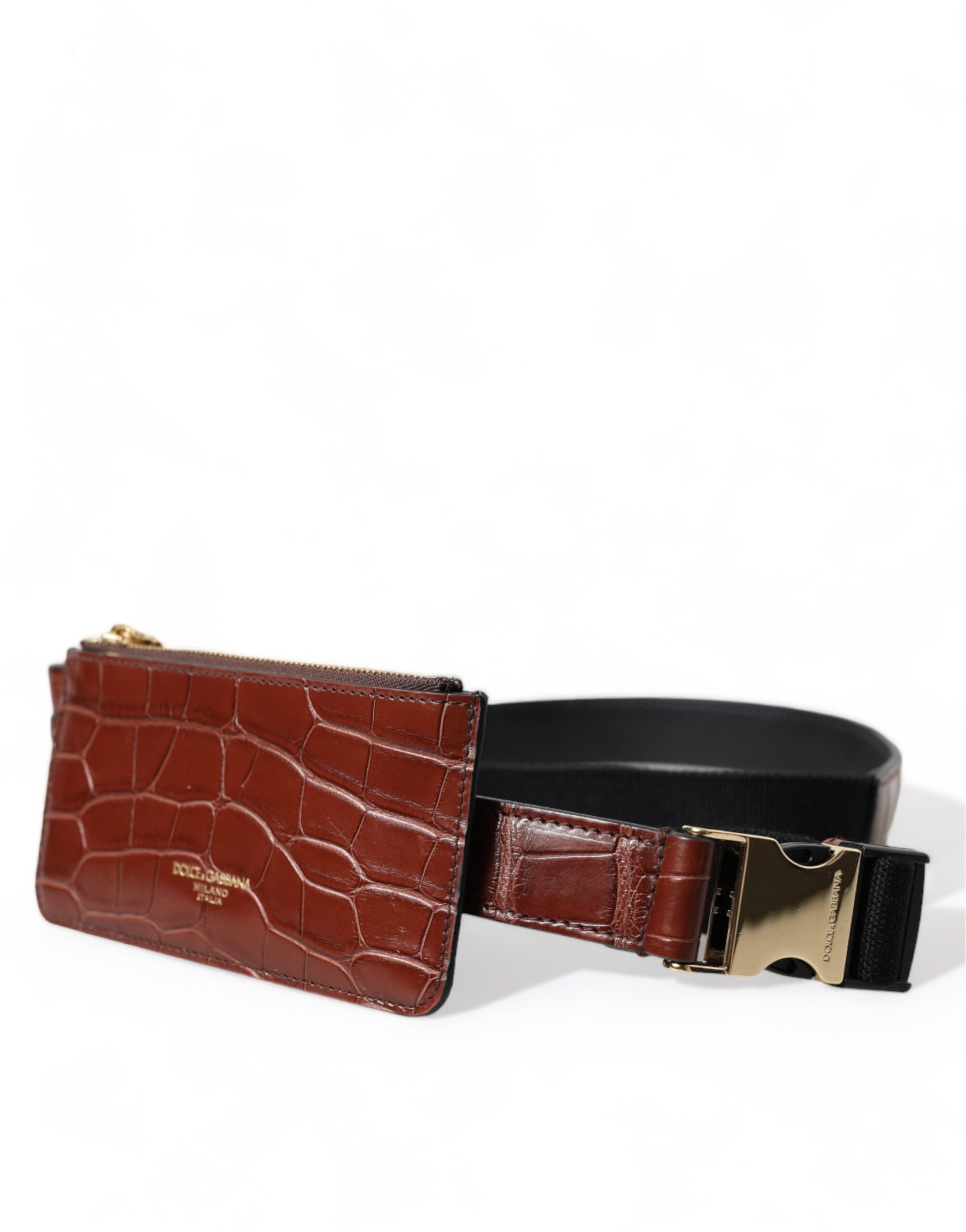 Dolce & Gabbana Brown Alligator Leather AirPods Case Coin Purse Wallet-2