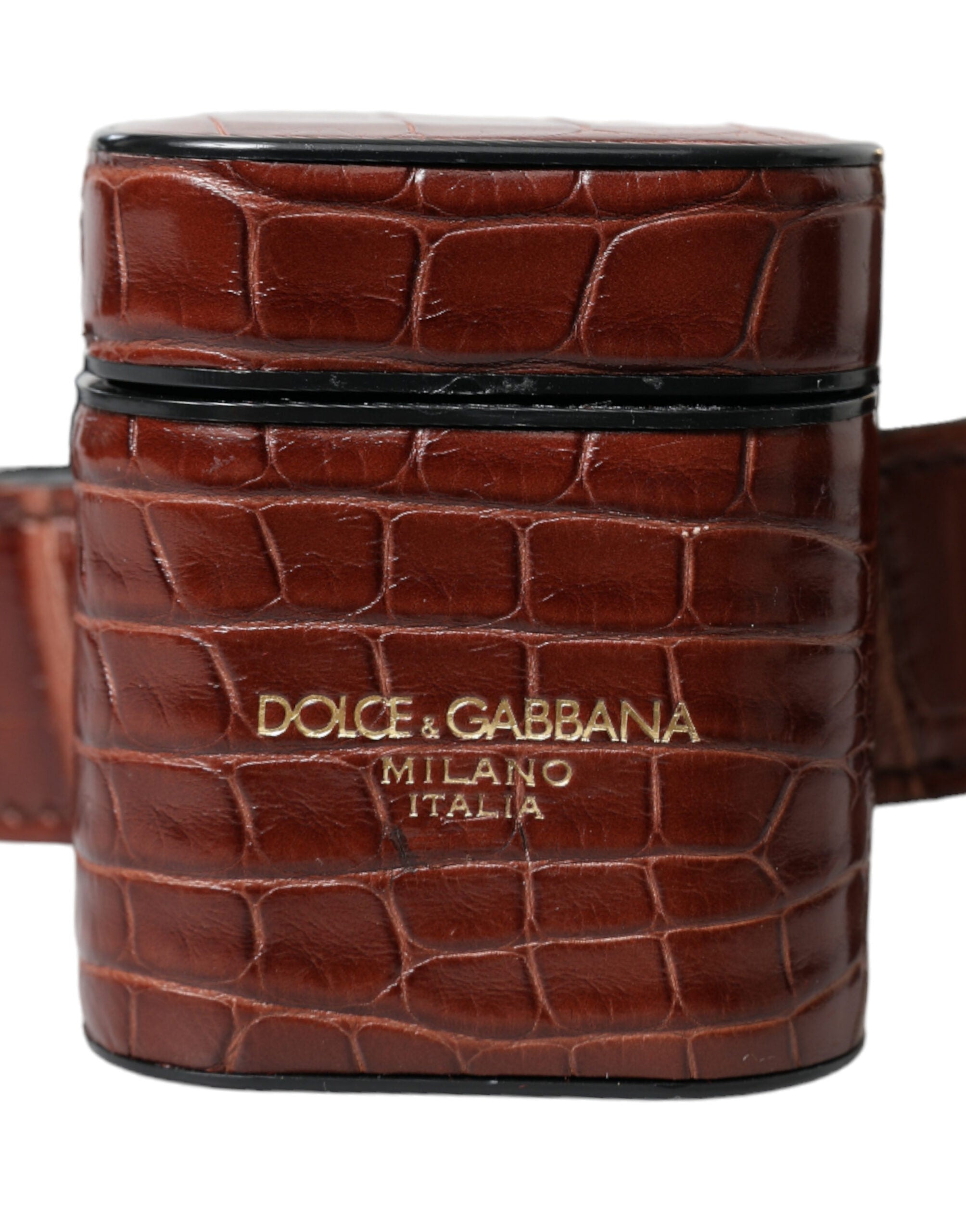 Dolce & Gabbana Brown Alligator Leather AirPods Case Coin Purse Wallet-5