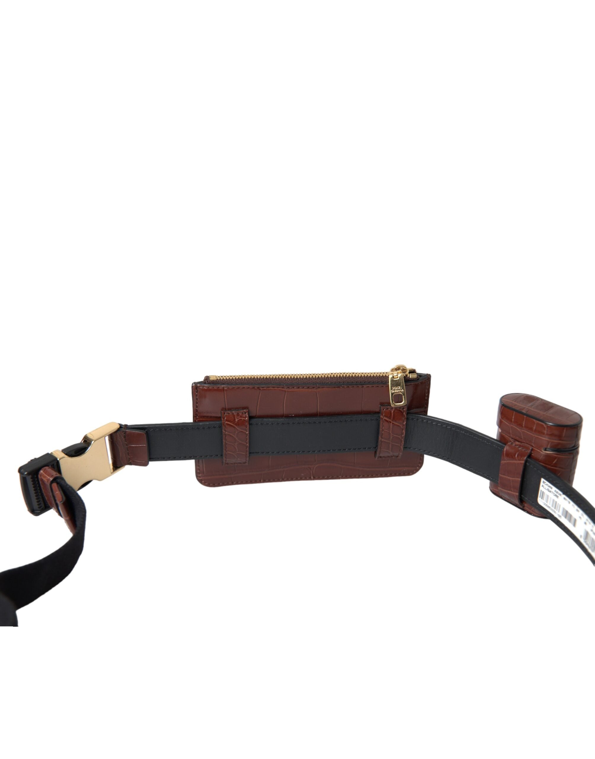 Dolce & Gabbana Brown Alligator Leather AirPods Case Coin Purse Wallet-6