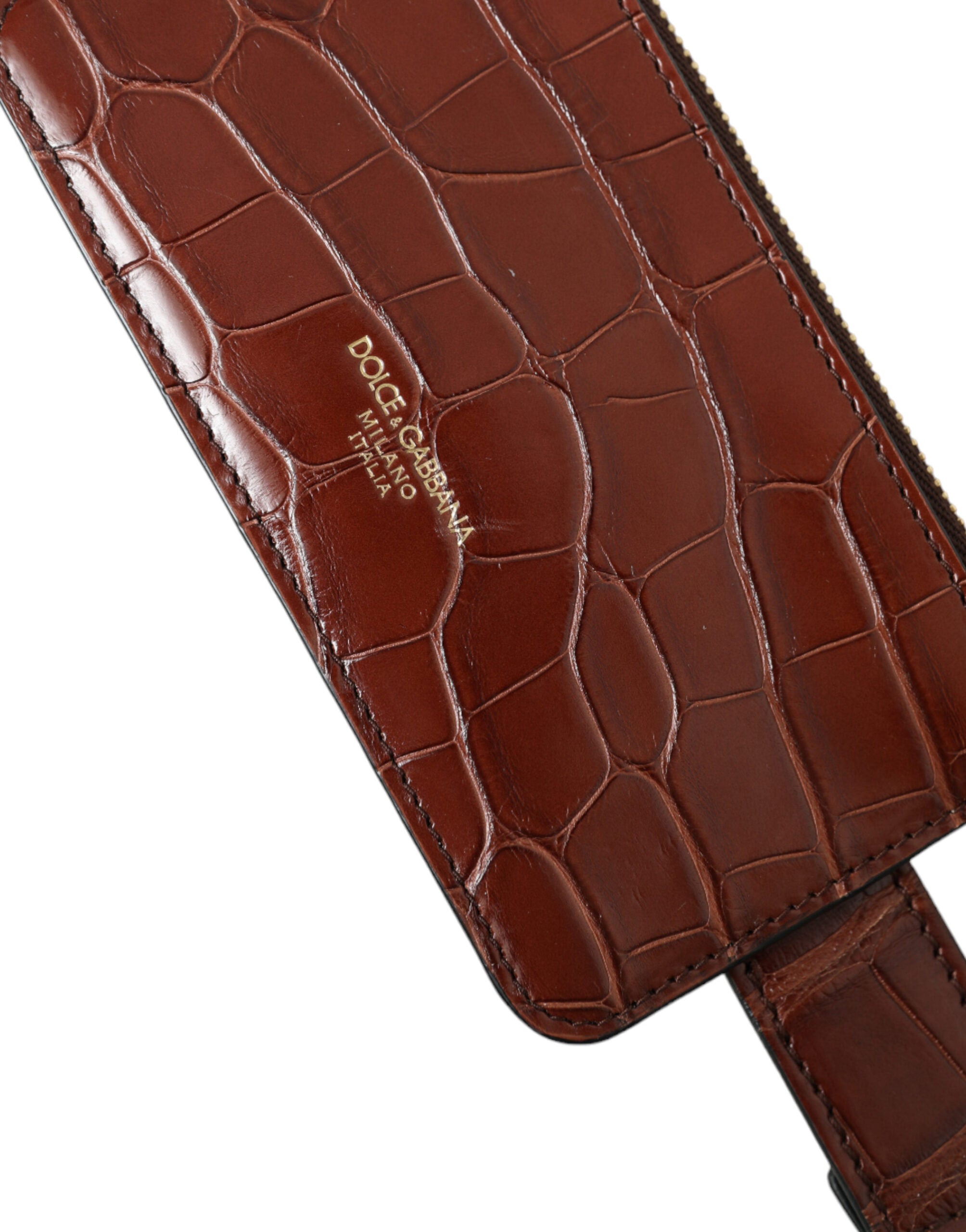 Dolce & Gabbana Brown Alligator Leather AirPods Case Coin Purse Wallet-7